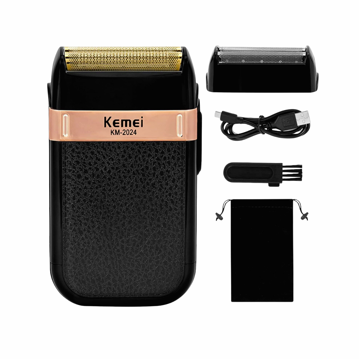 Kemei KM-2024 afeitadora compacta negra para barba y retoques Chile