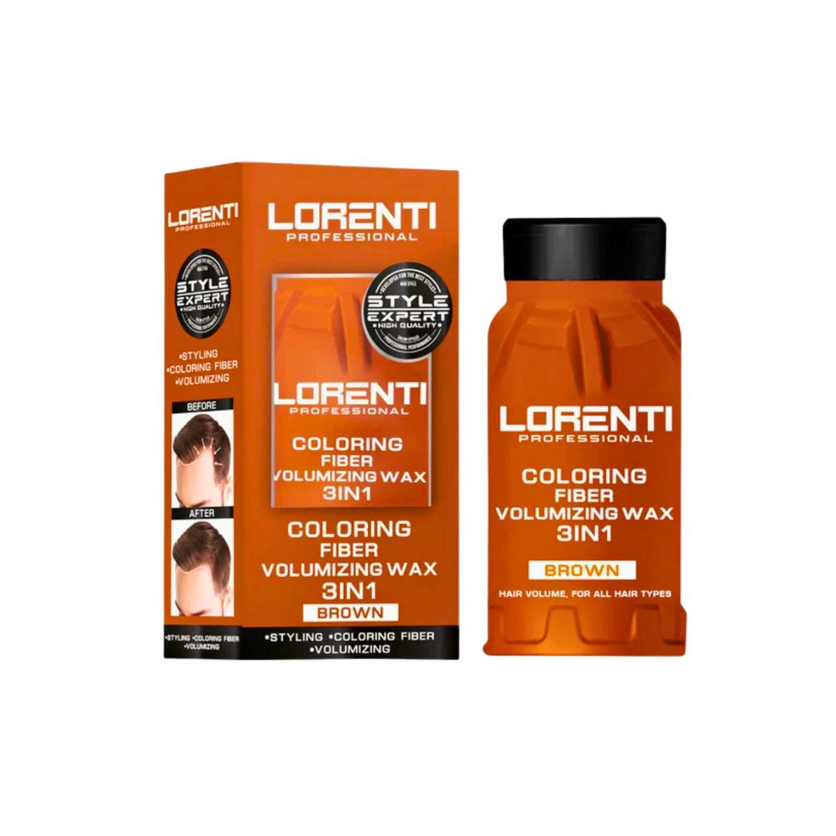 Lorenti Cera Fibrosa Keratina 3 en 1 Castaño 30 g, cera voluminizadora con color para cabello en Chile