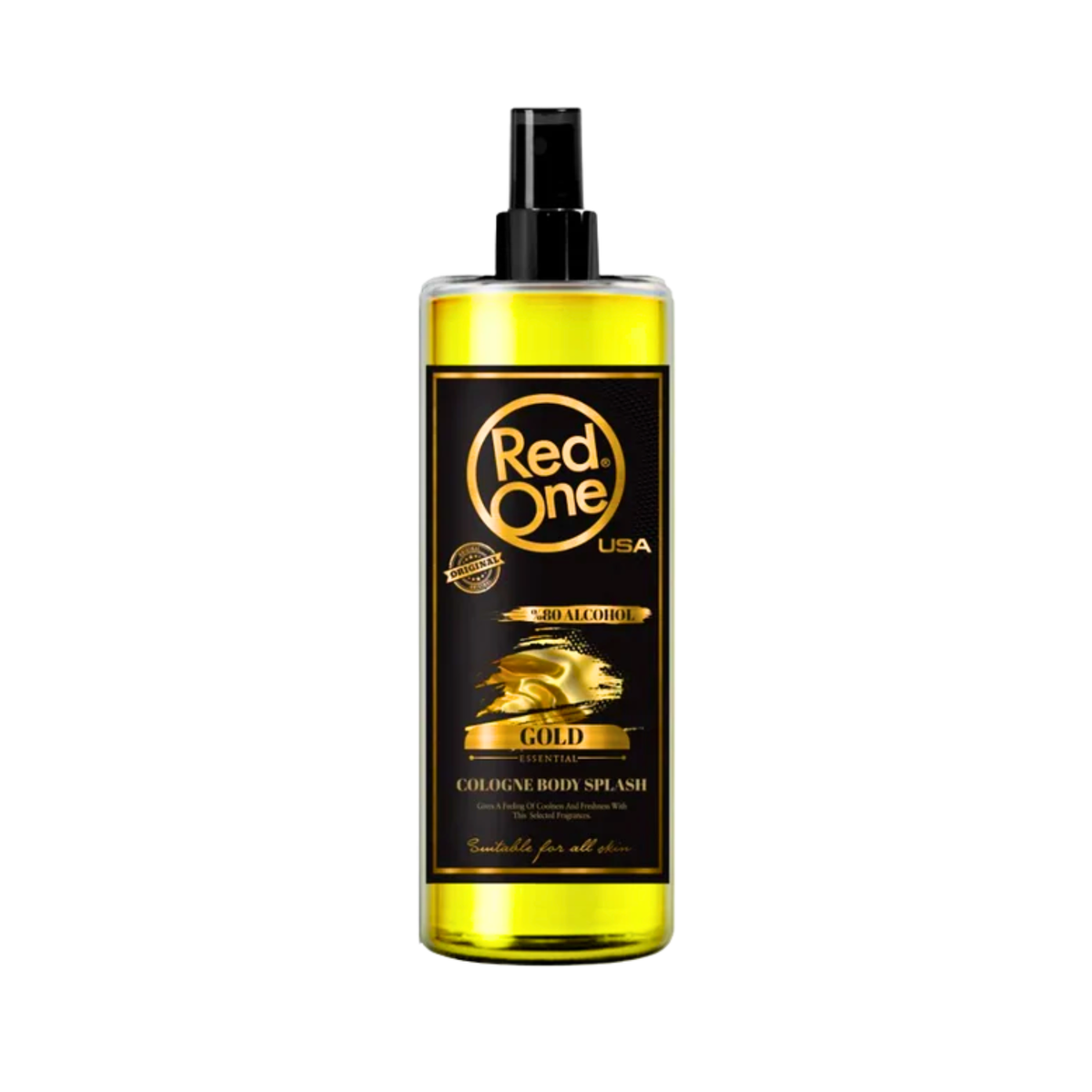 Red One After Shave Cologne Gold Body Splash 400 ml para barbería en Chile