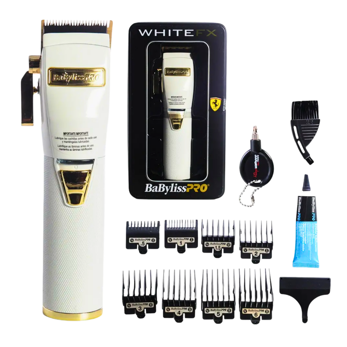 Cortadora de pelo BaBylissPRO Blanco FX Fade Ferrari metálica profesional en Chile