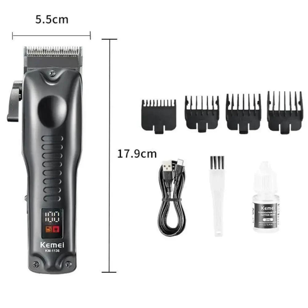 Kemei KM-1136 cortadora de pelo con pantalla LCD y cuatro peines guía Chile