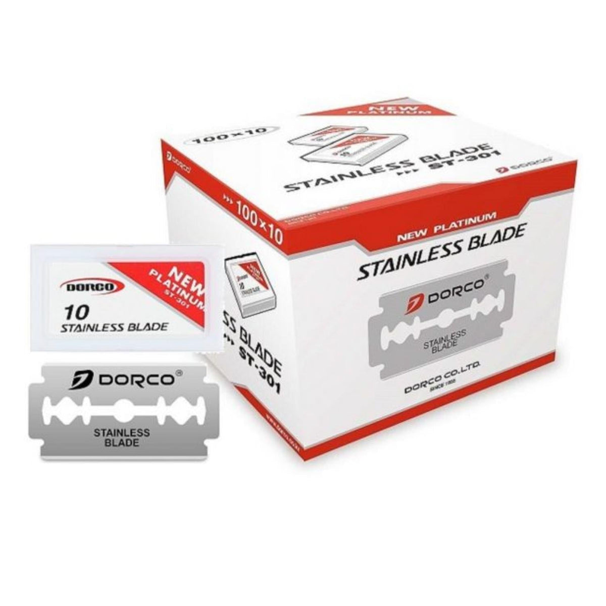 Caja Dorco Prime Platinum ST301 con 1.000 hojas de doble filo en acero inoxidable para barbería Chile