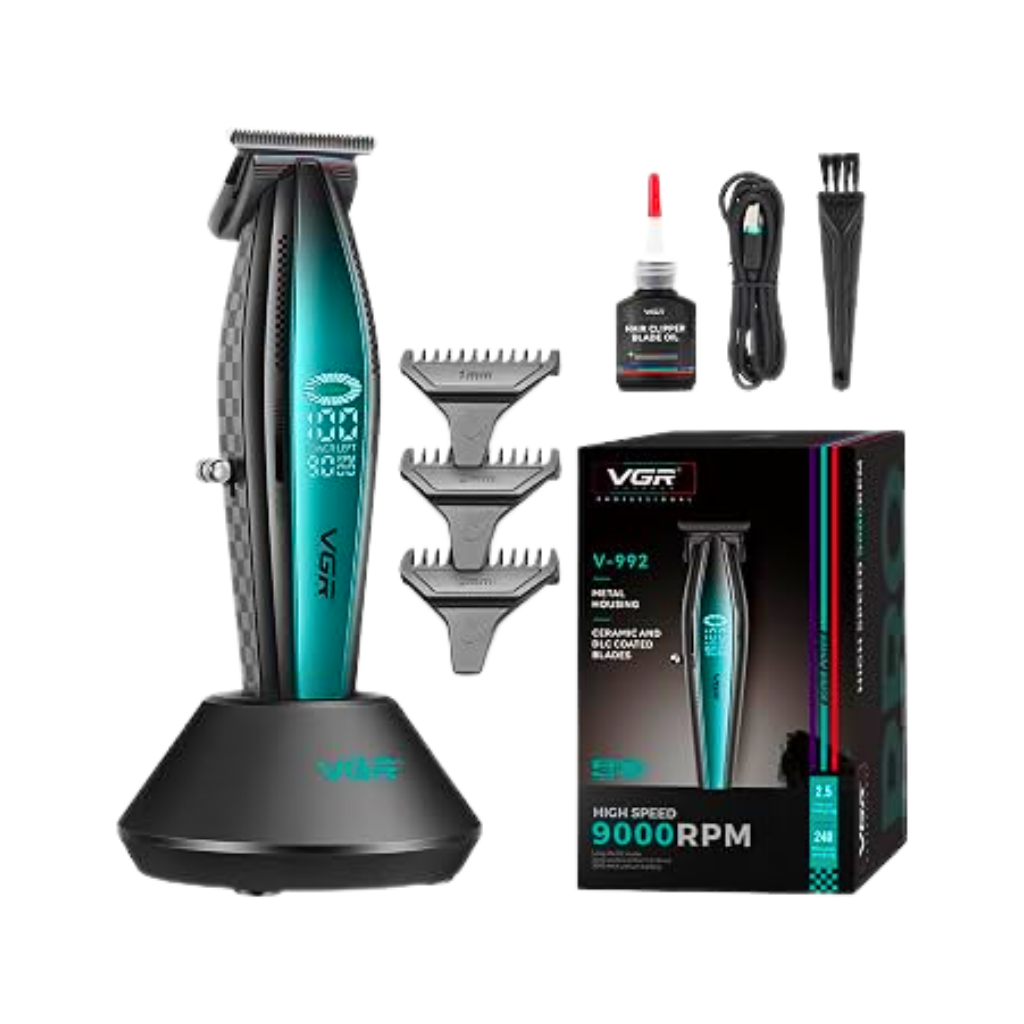 Combo Barbería Profesional Vgr V-270 + Trimmer V-992 Azul 9000 Rpm