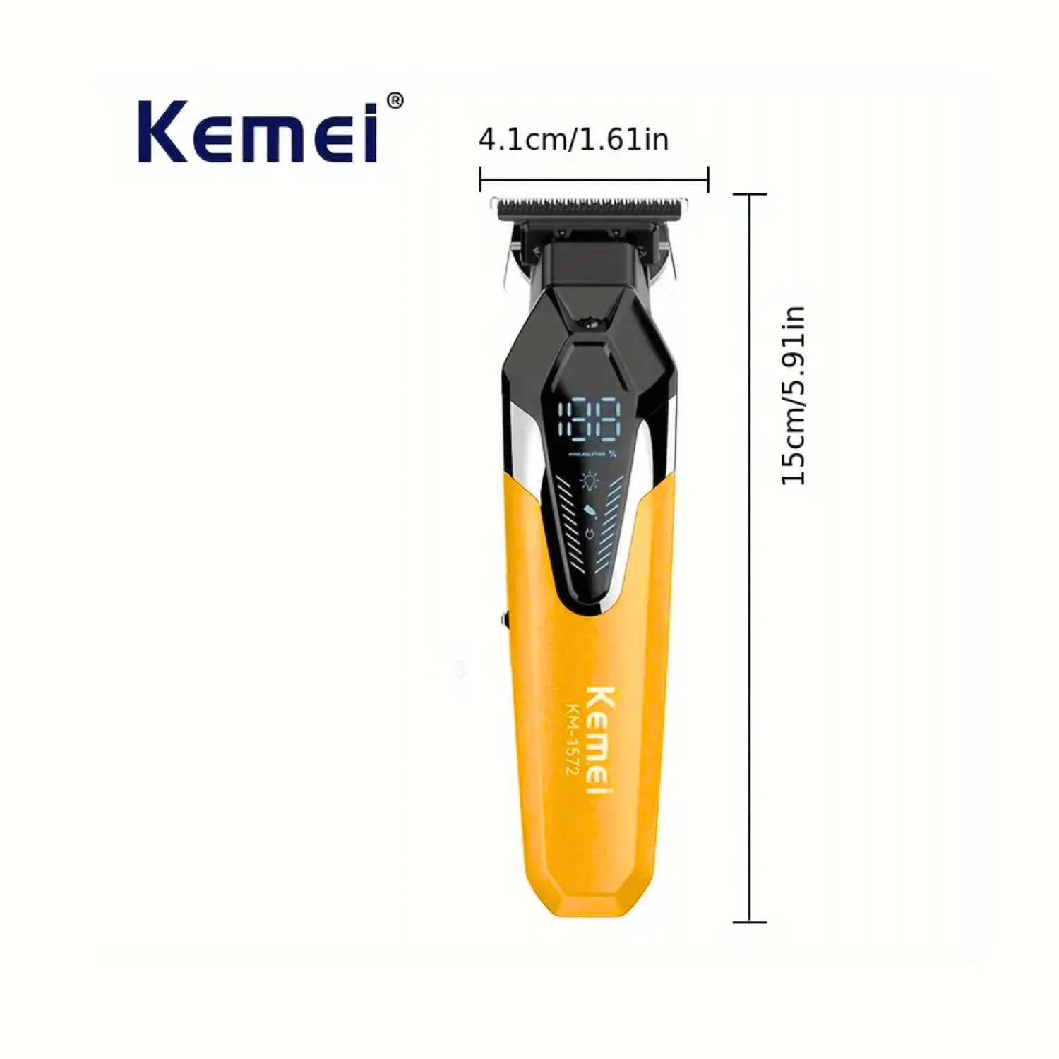 Afeitadora eléctrica Kemei 1572, diseño inalámbrico para cortes precisos y cómodos en casa.