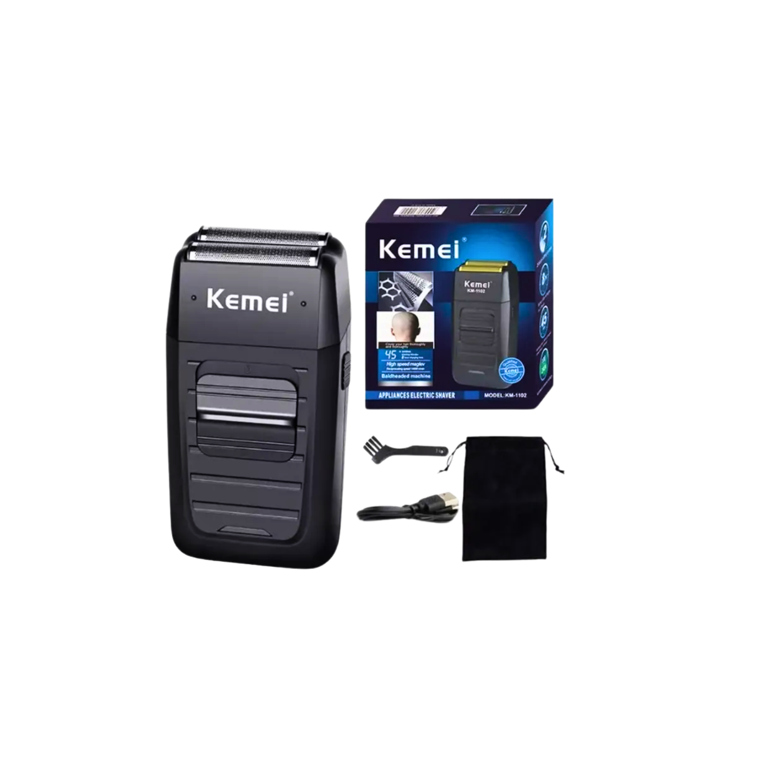 Combo Kemei Trimmer Kemei 1572 + Shever Kemei 1102 Negro