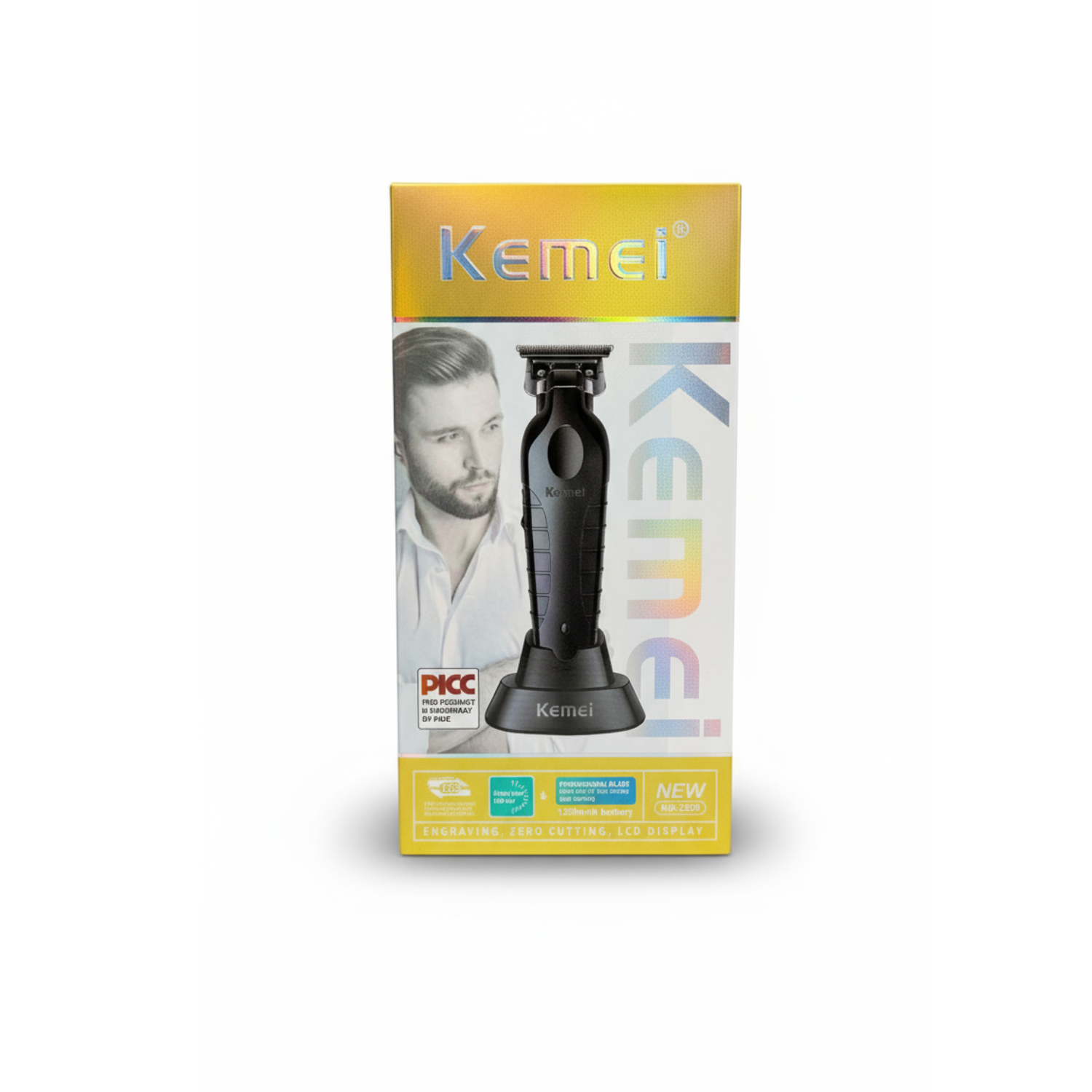 Maquina Trimmer Patillera Kemei 2299 Con Base De Carga Negro