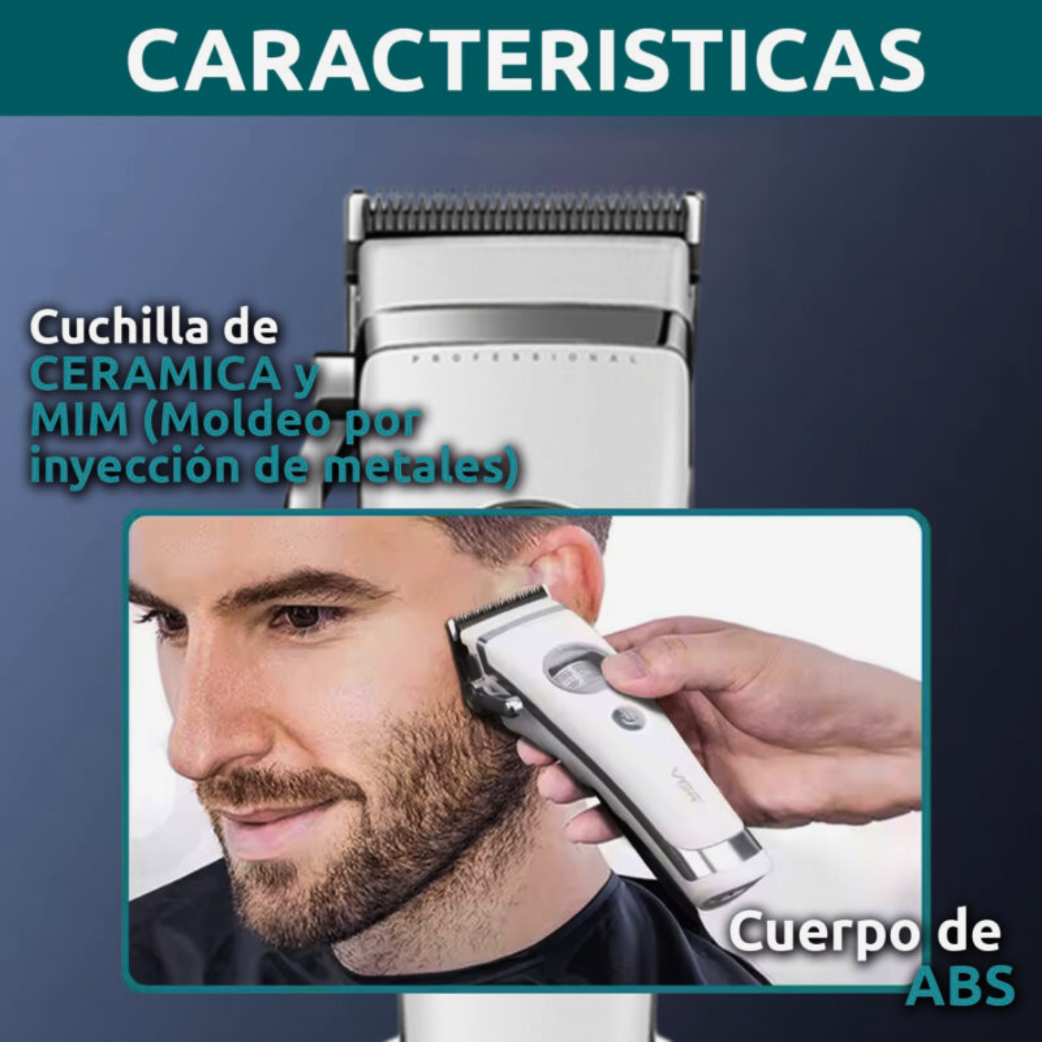 VGR V-880C Maquina Cortapelo Profesional 7200RPM Blanco