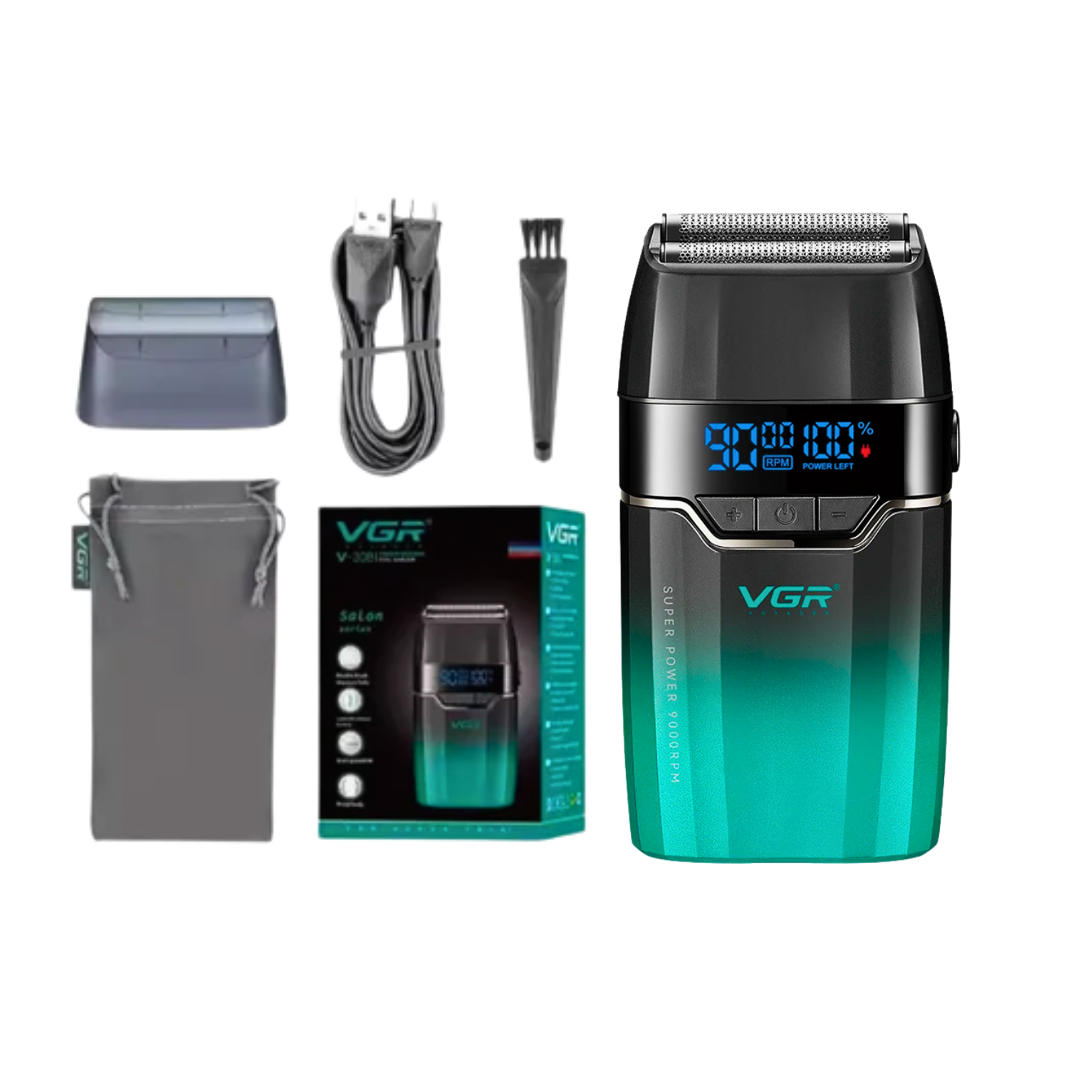 Afeitadora Profesional Shaver Vgr V-308 De 9000 Rpm Azul