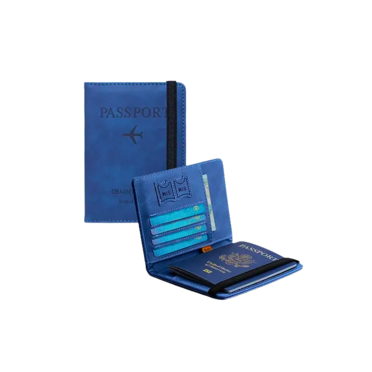Porta Pasaporte Documentos Funda Protectora Viaje Con Rfid AZUL - siemprecompra