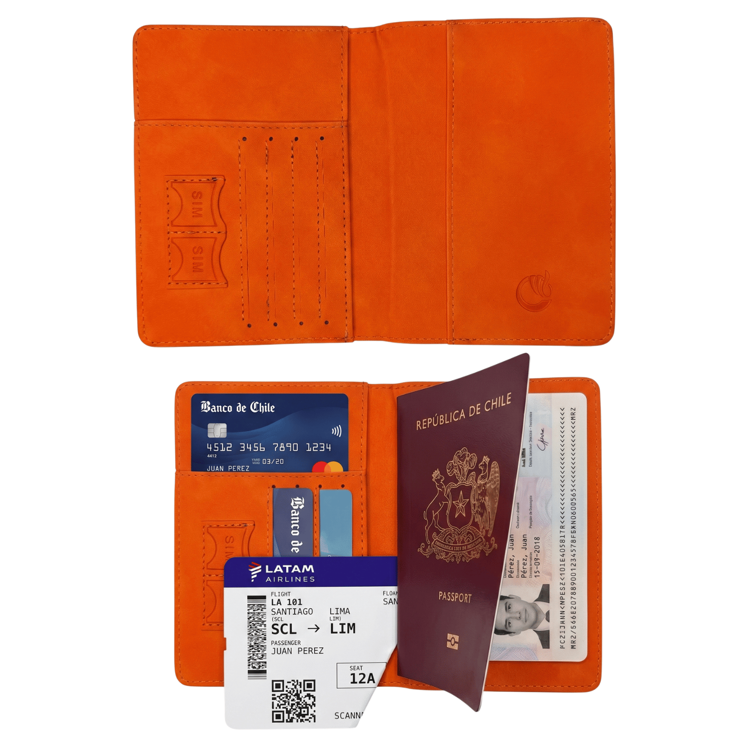 Porta Pasaporte Documentos Funda Protectora Viaje Con Rfid Naranja - siemprecompra