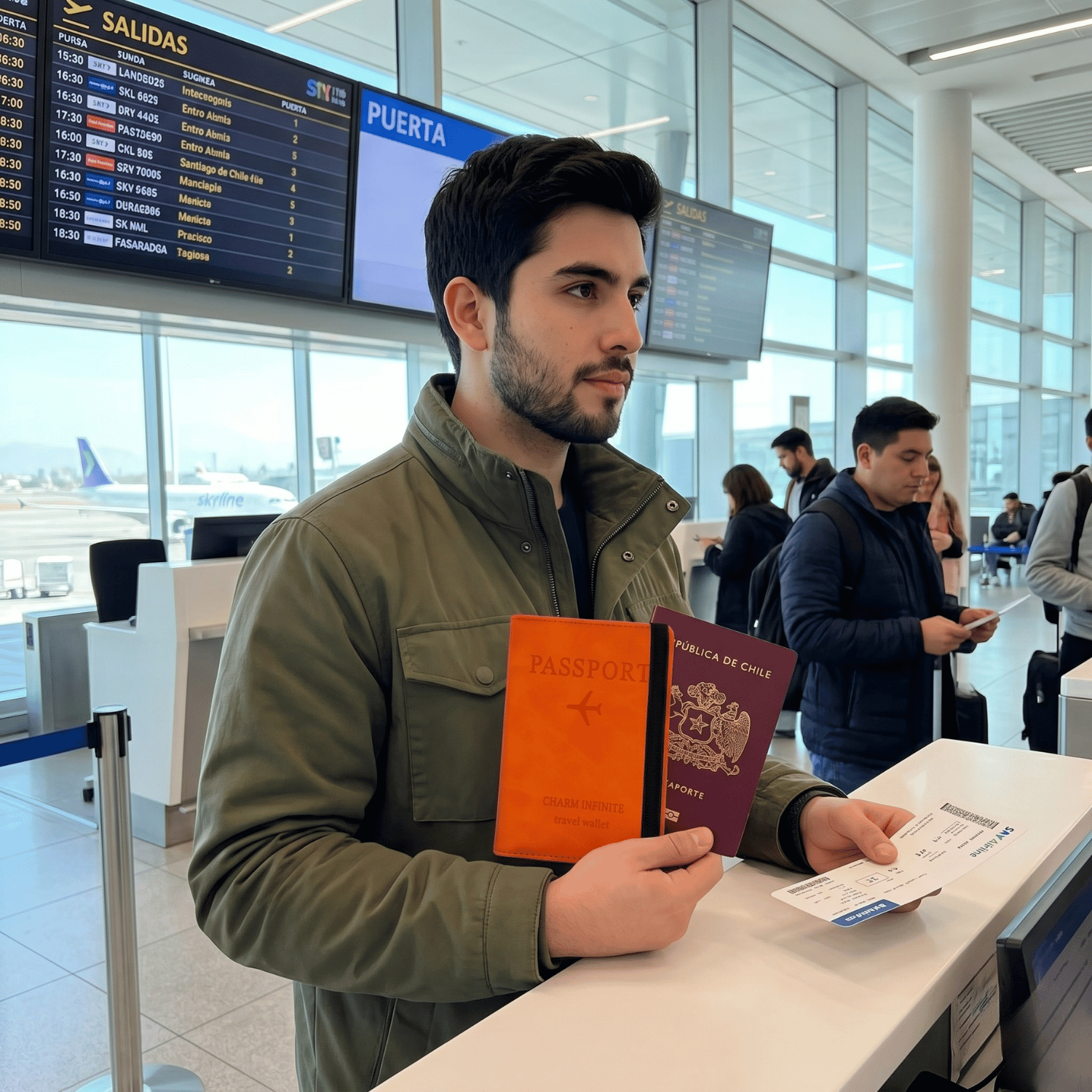 Porta Pasaporte Documentos Funda Protectora Viaje Con Rfid Naranja - siemprecompra