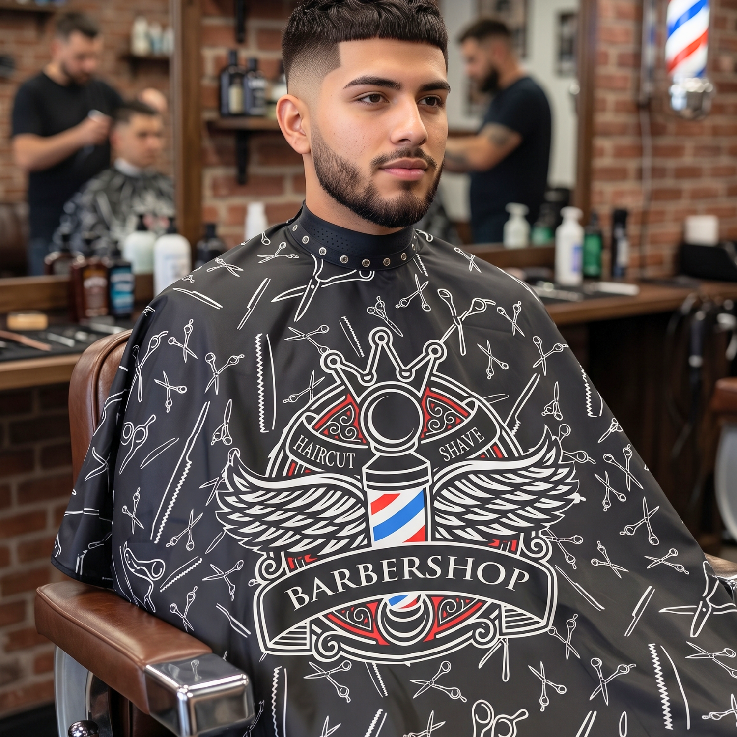 Capa Cuello de Goma BarberShop Negro - siemprecompra