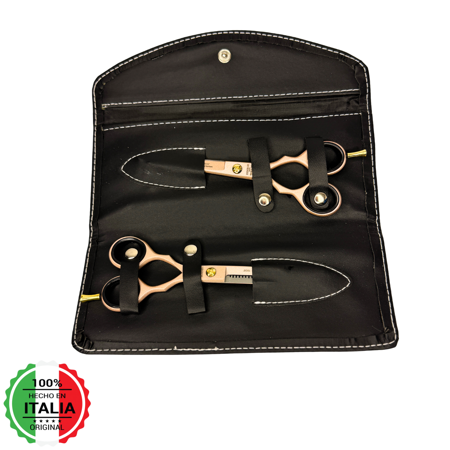 Kit Tijera Profesional Henbor Microdentada 6" + Esculpidora + Navaja Clásica y Estuche