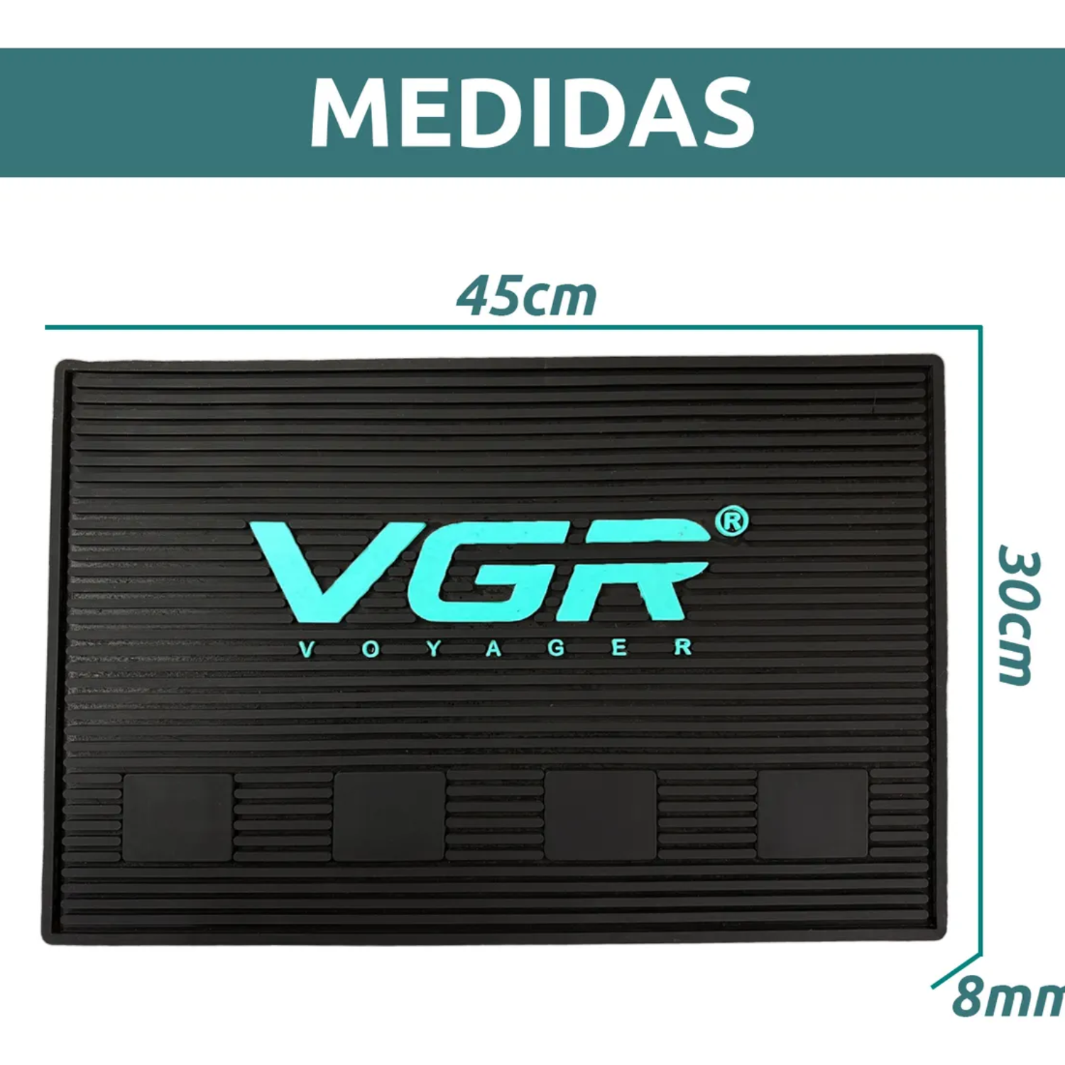 Alfombra Silicón Antideslizante Magnética VGR Negra Para Barbería