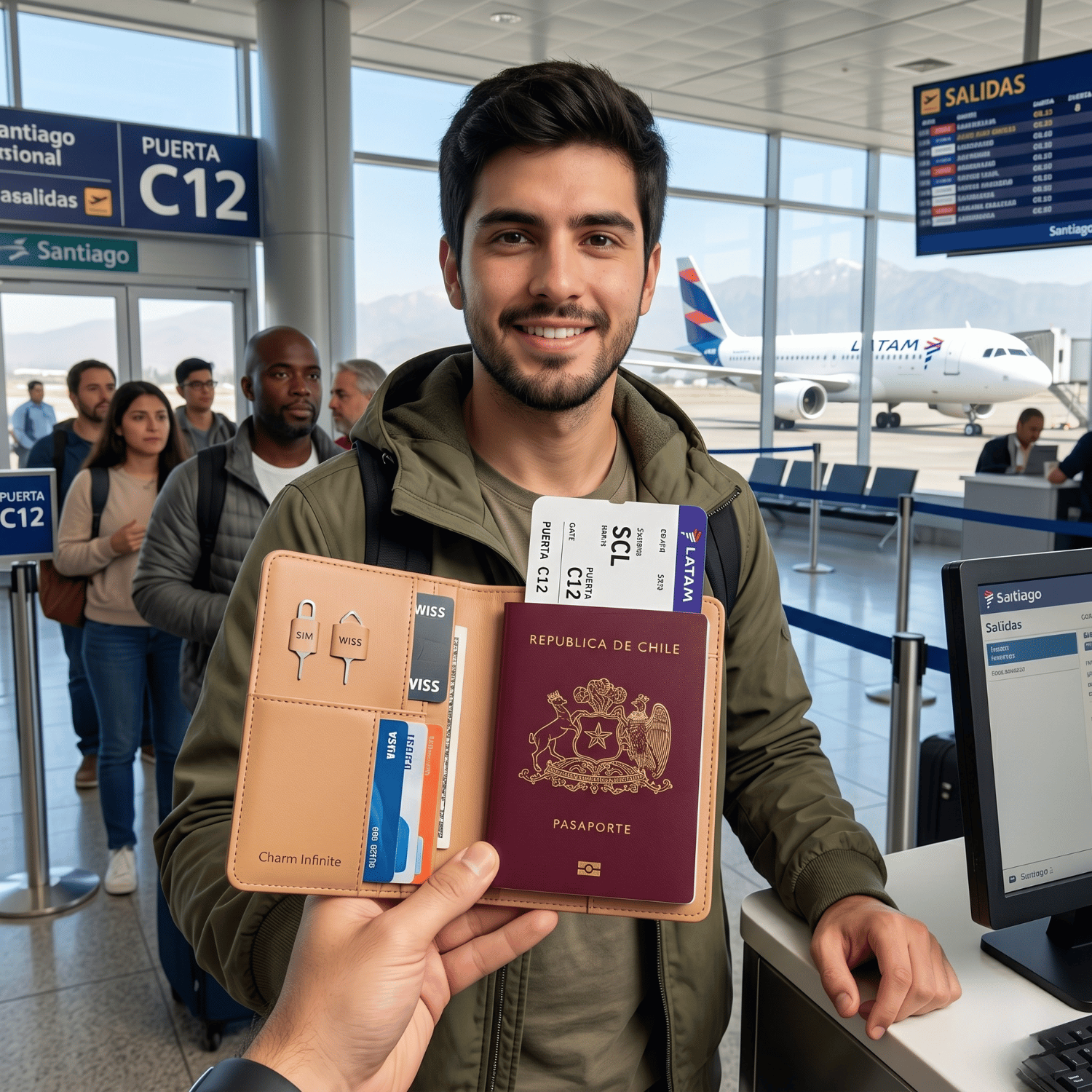 Porta Pasaporte Documentos Funda Protectora Viaje Con Rfid Cafe - siemprecompra