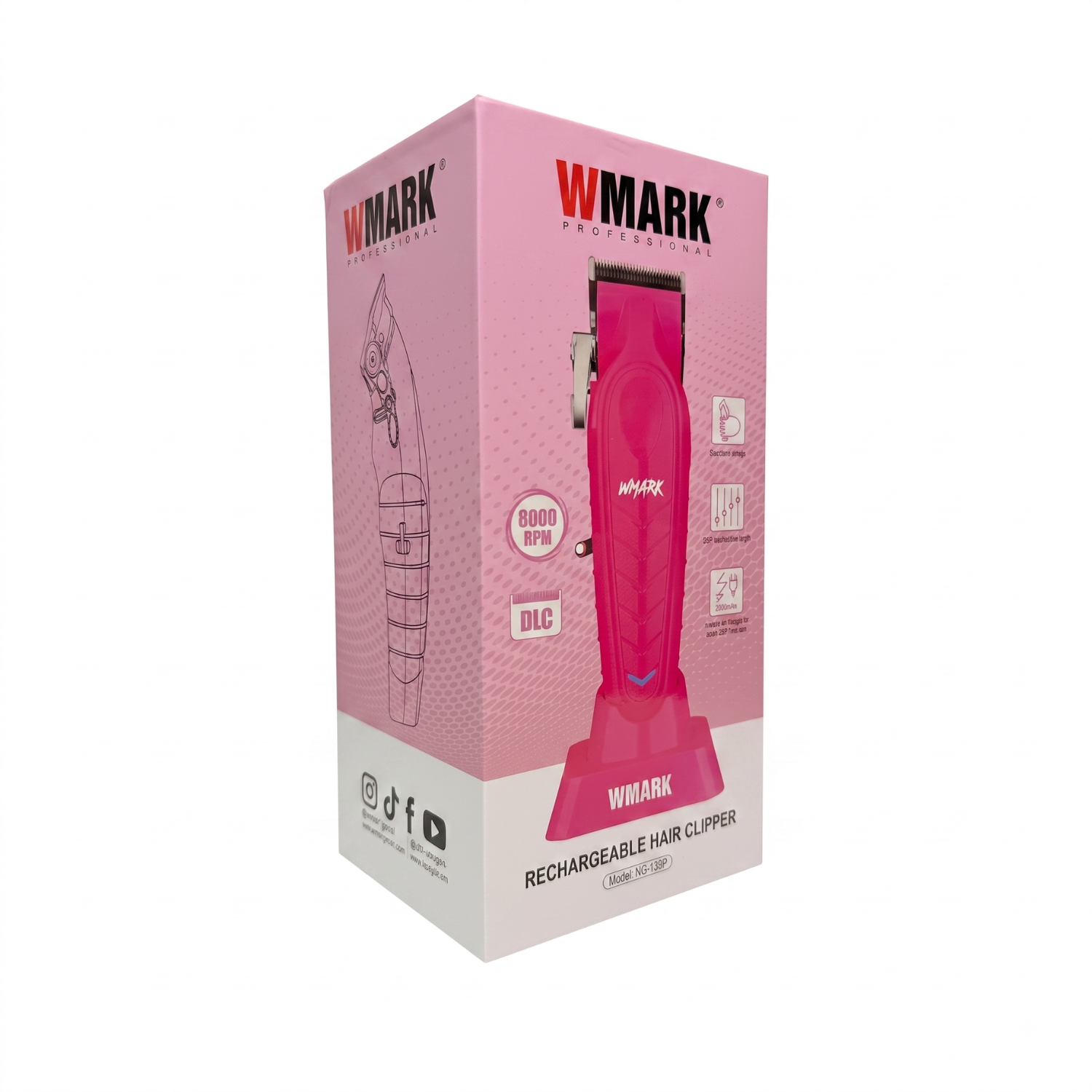 Cortadora de Cabello Profesional WMark NG-139 Ergo Rosa