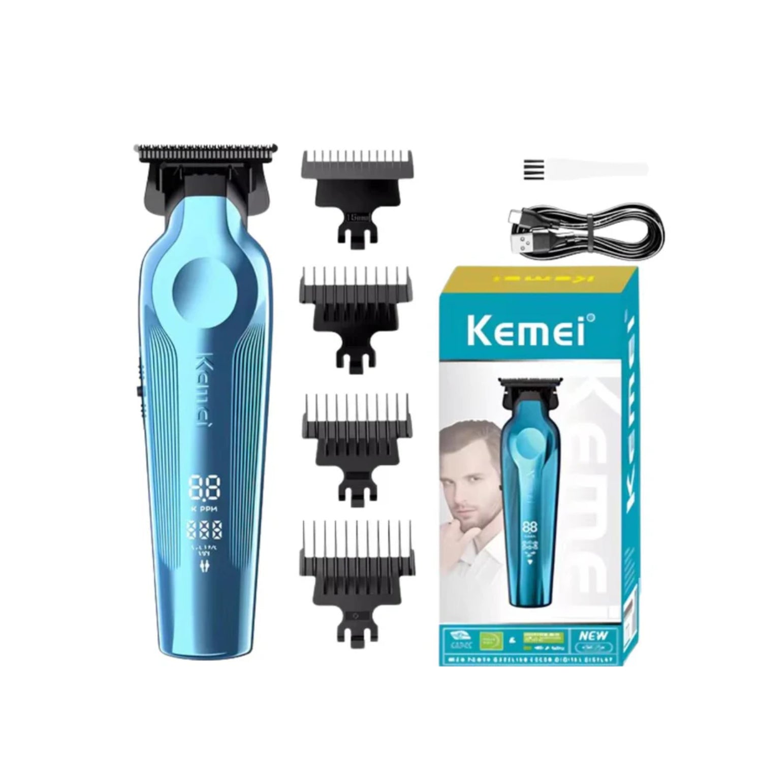 Afeitadoras - Maquina Patillera Trimmer Recargable Kemei KM-264 Azul