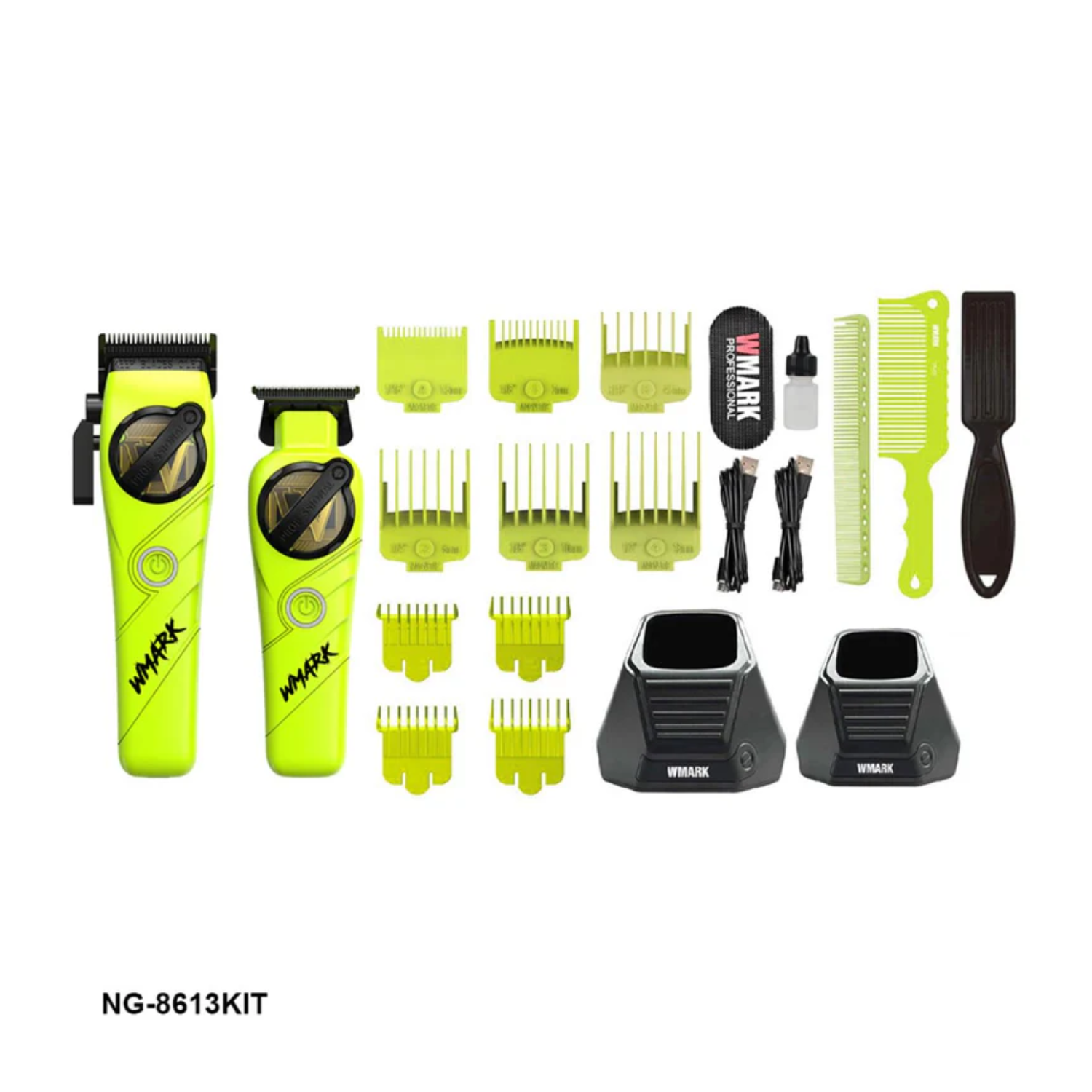 Kit Combo Cortadora Pelo y Trimmer Wmark NG-8613 Verde Profesional