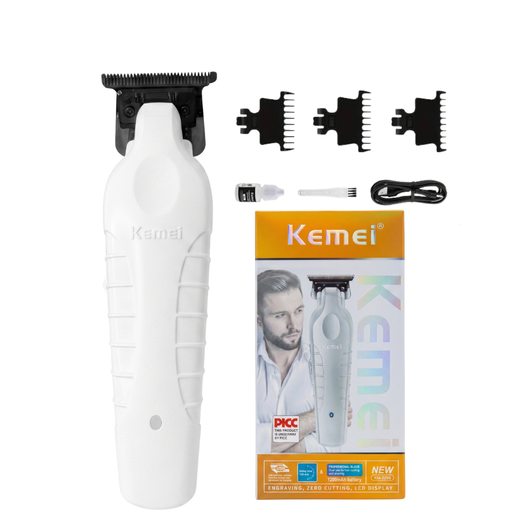 Cortadora De Pelo Patillera Trimmer Kemei KM 2299 Edición Blanco