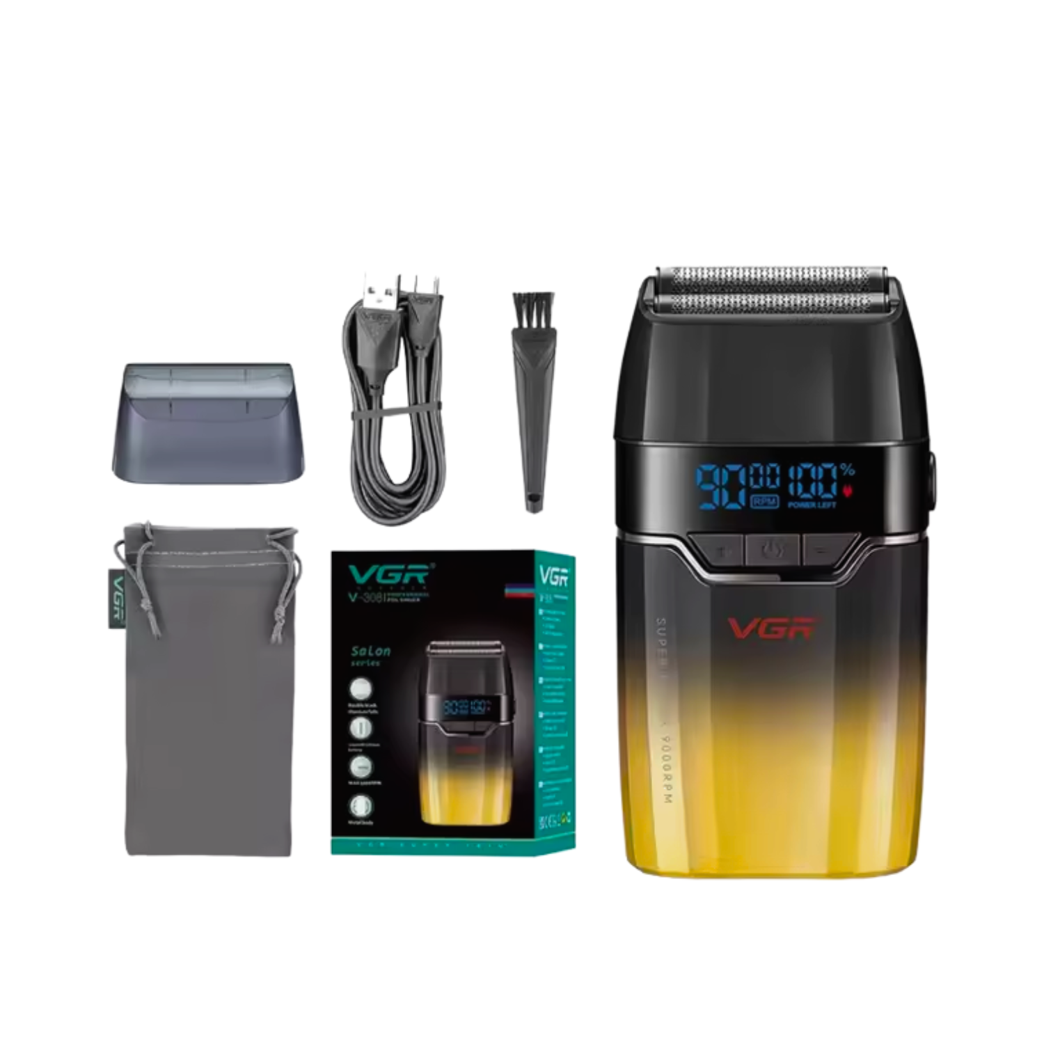 Afeitadora Profesional Shaver Vgr V-308 De 9000 Rpm Dorado