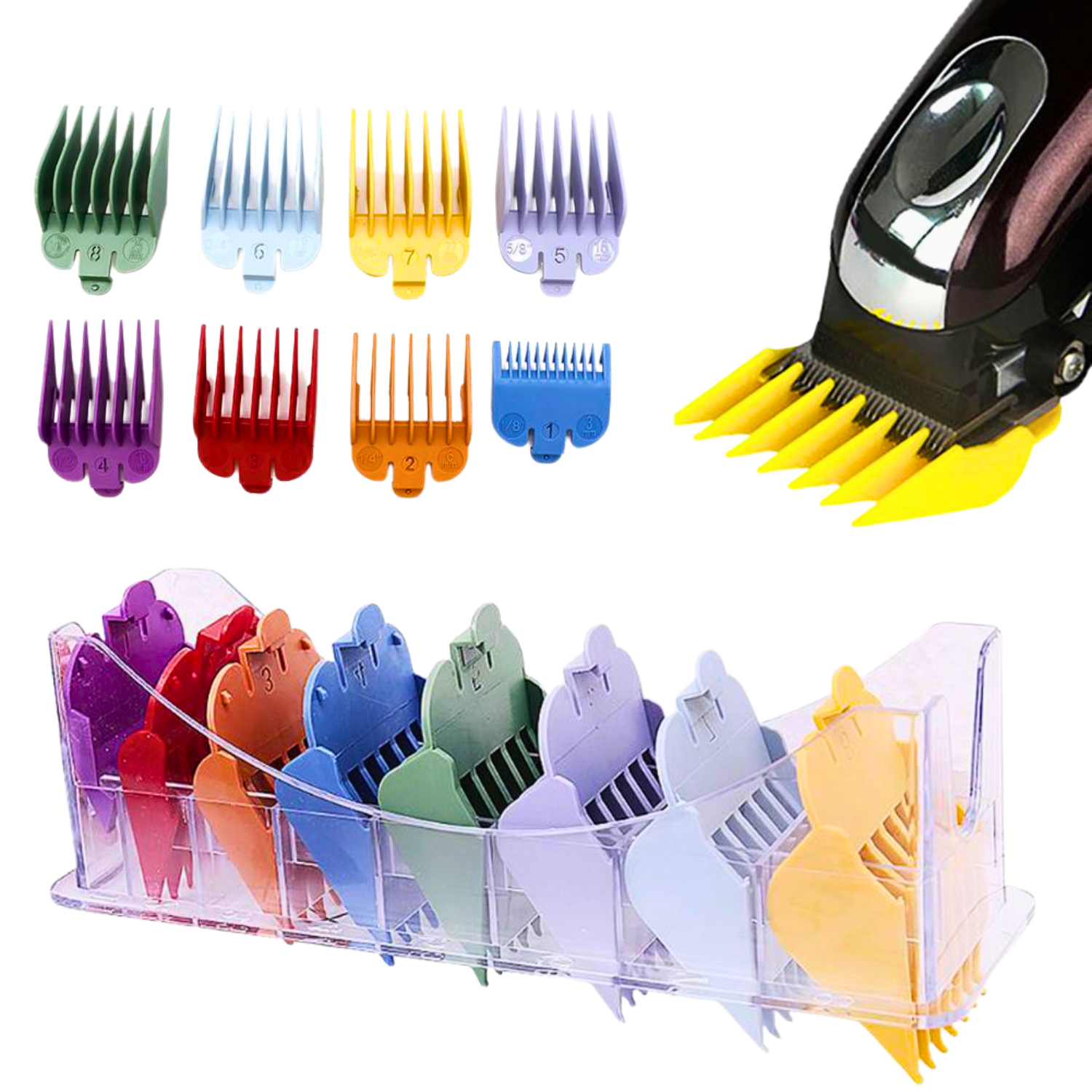 Peine Guía De Corte De 8 Piezas Con Clip De Plastico