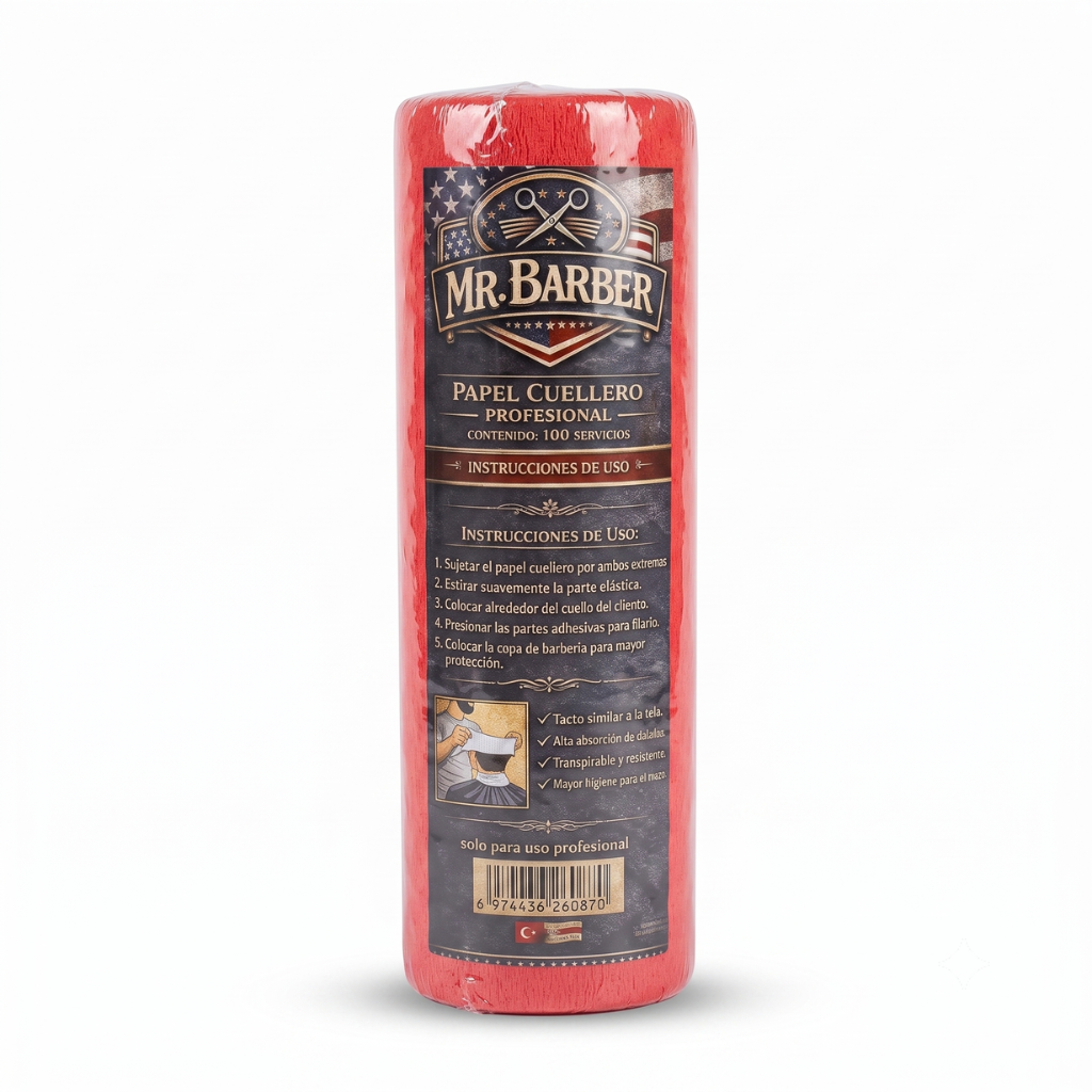 Pack 5 Rollos Papel Cuello Barbería Peluquería Rojo