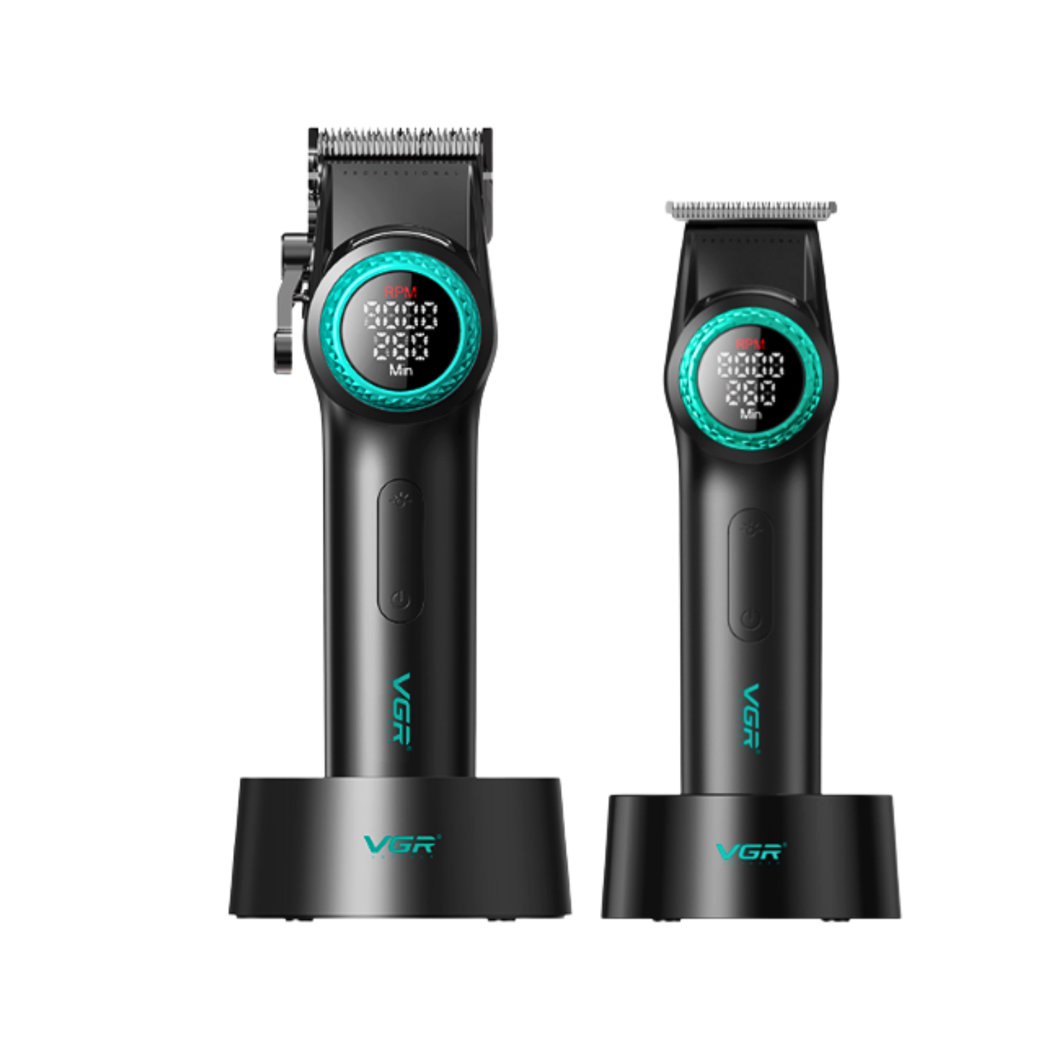 Barber Combo VGR Profesional Cortapelo V-001 + Patillera V-977 Negro