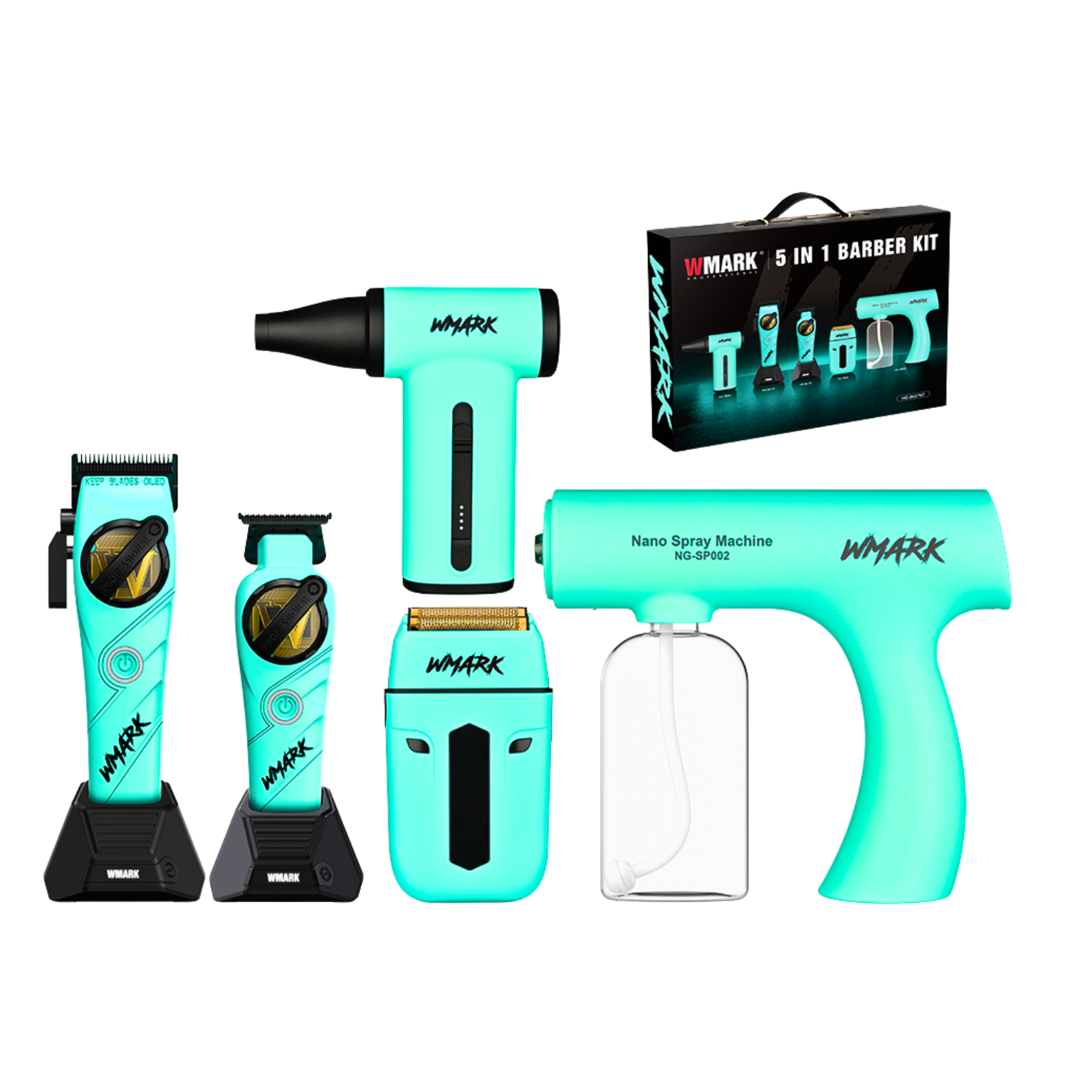 WMARK NG-8637KIT Kit 5 en 1 para Barbero – Todo lo que Necesitas Para un Corte Profesional