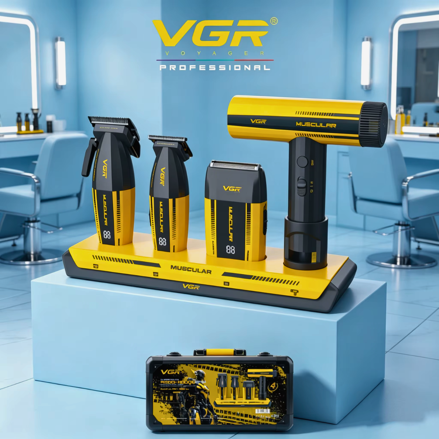 Combo Muscular Set 4 en 1 VGR V-285 S4 Profesional 9000 RPM Motor BLDC