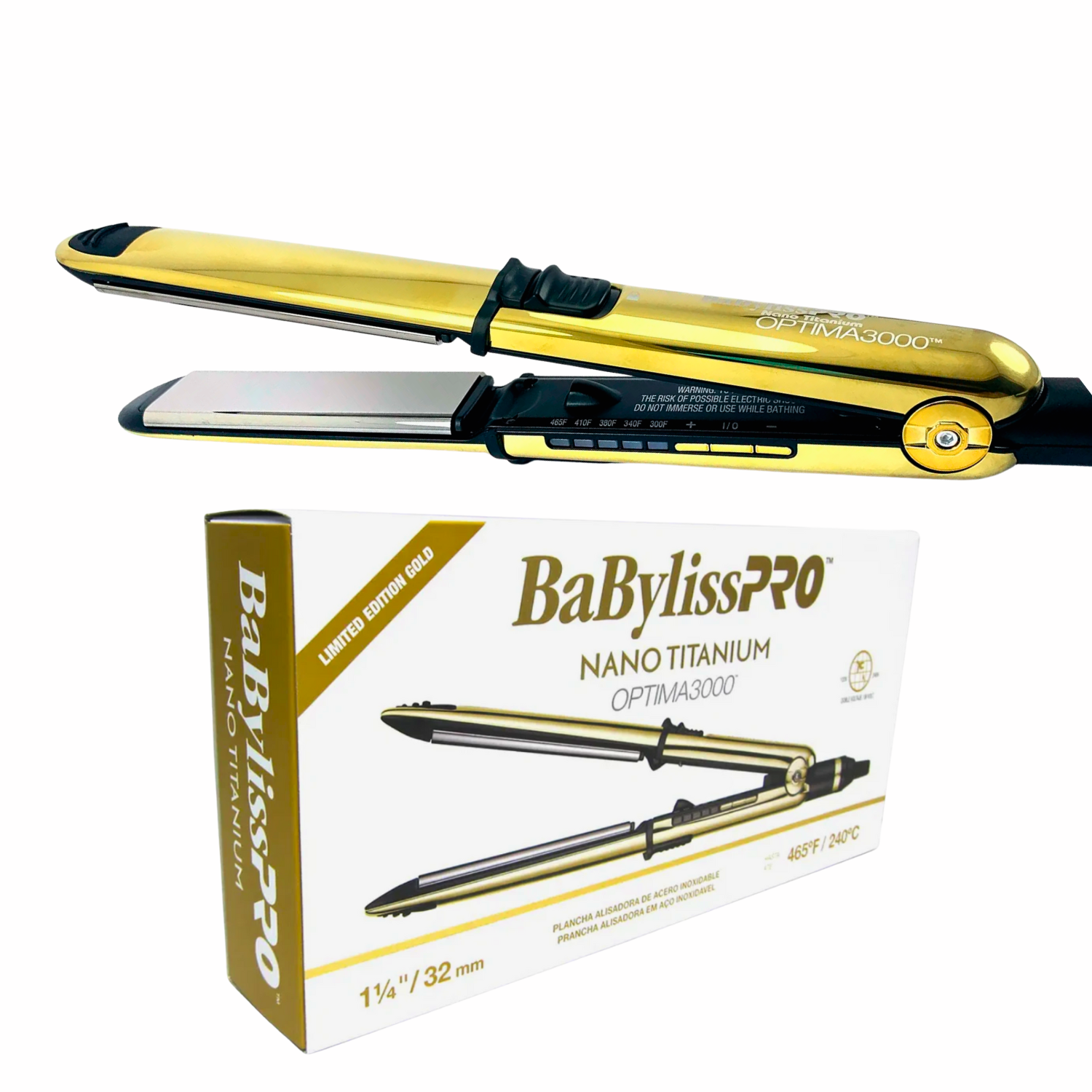 Plancha Optima 3000 BabylissPro Nano Titanium Gold - siemprecompra