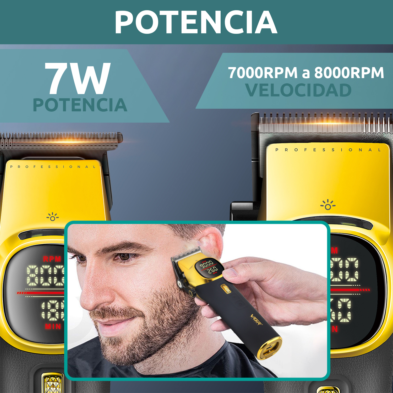Barber Combo VGR Maquina Cortar Pelo Clipper + Trimmer Vgr V-885 S2 MALETA