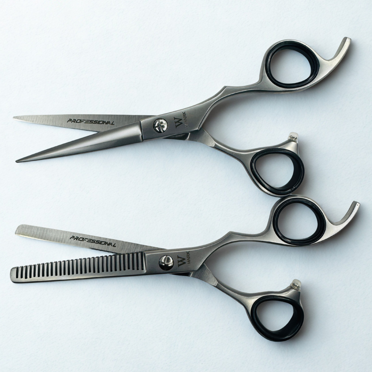 Tijera Peluqueria Wmark Profesional Corte Filo Navaja Y Esculpidora 6″ Platiado