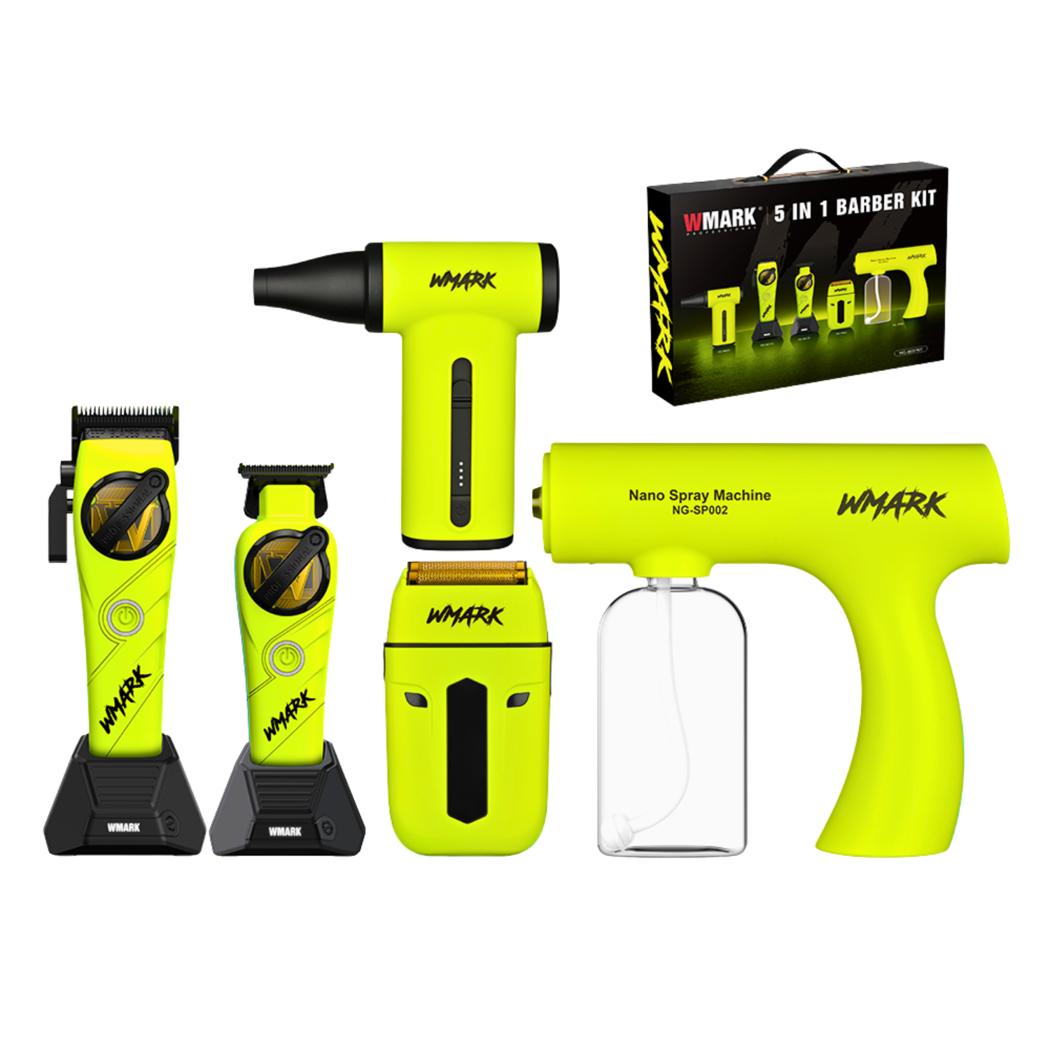 WMARK NG-8637KIT Kit 5 en 1 para Barbero Verde