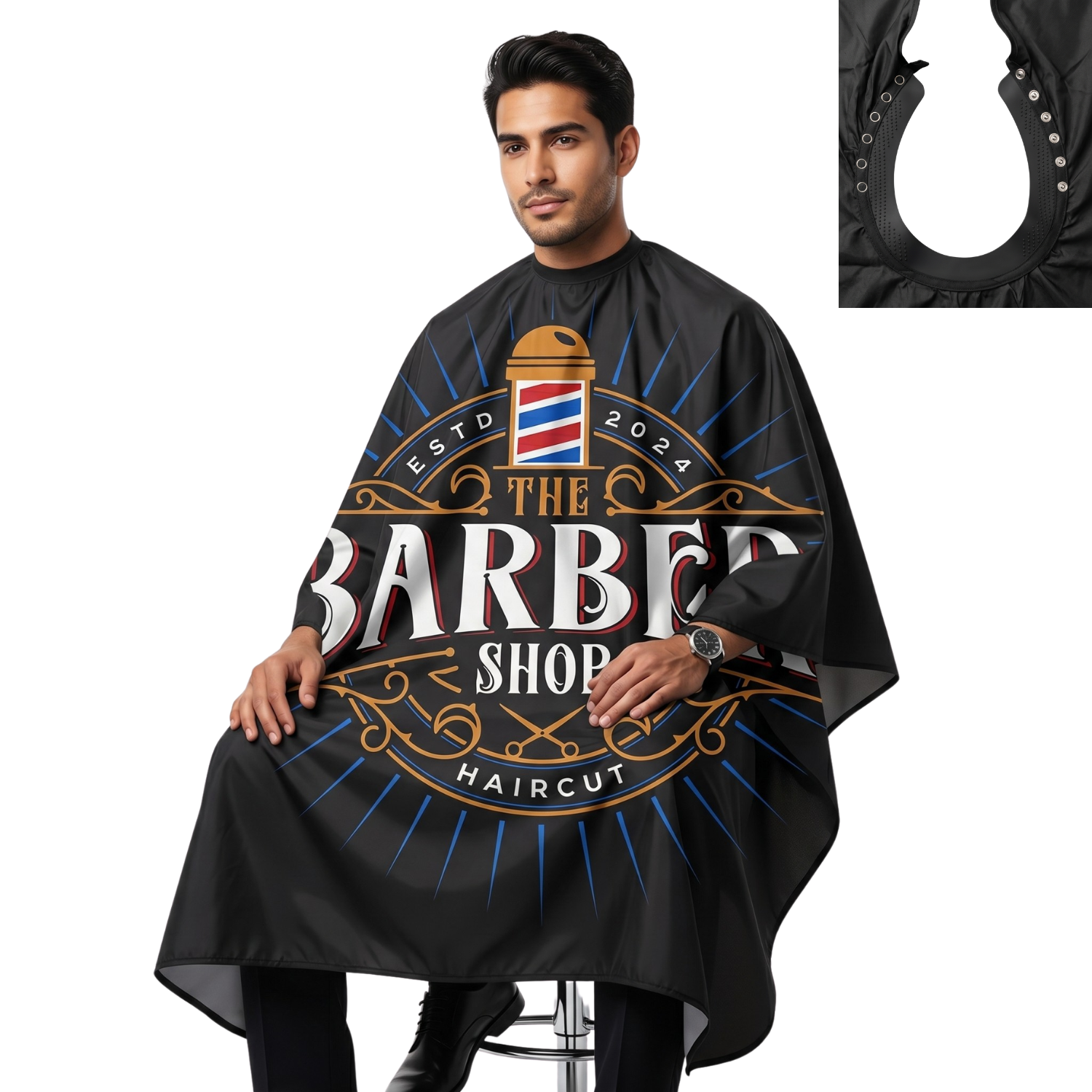 Capa Cuello de Goma BarberShop Color Negro - siemprecompra