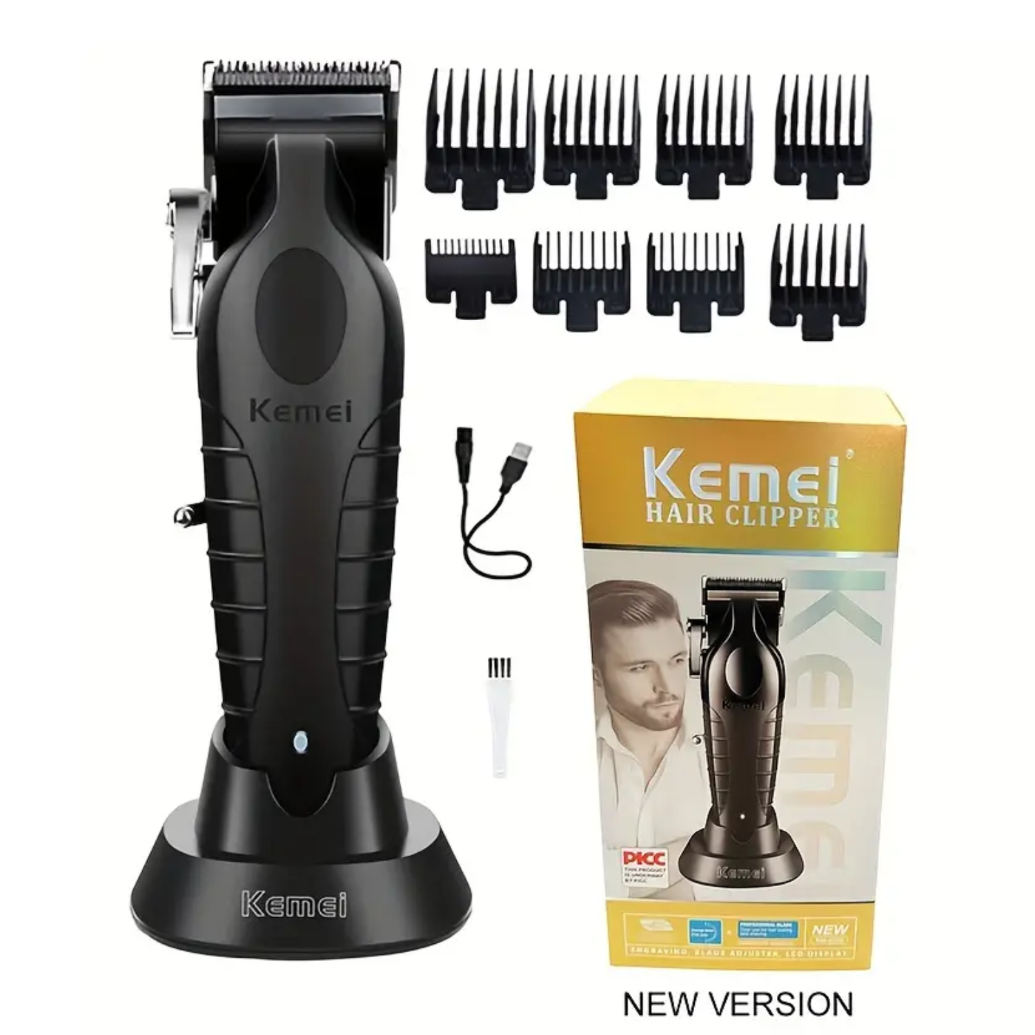 Combo Kemei Clipper 2296 + Trimmer 2299 + Shaver 2024 Negro - siemprecompra