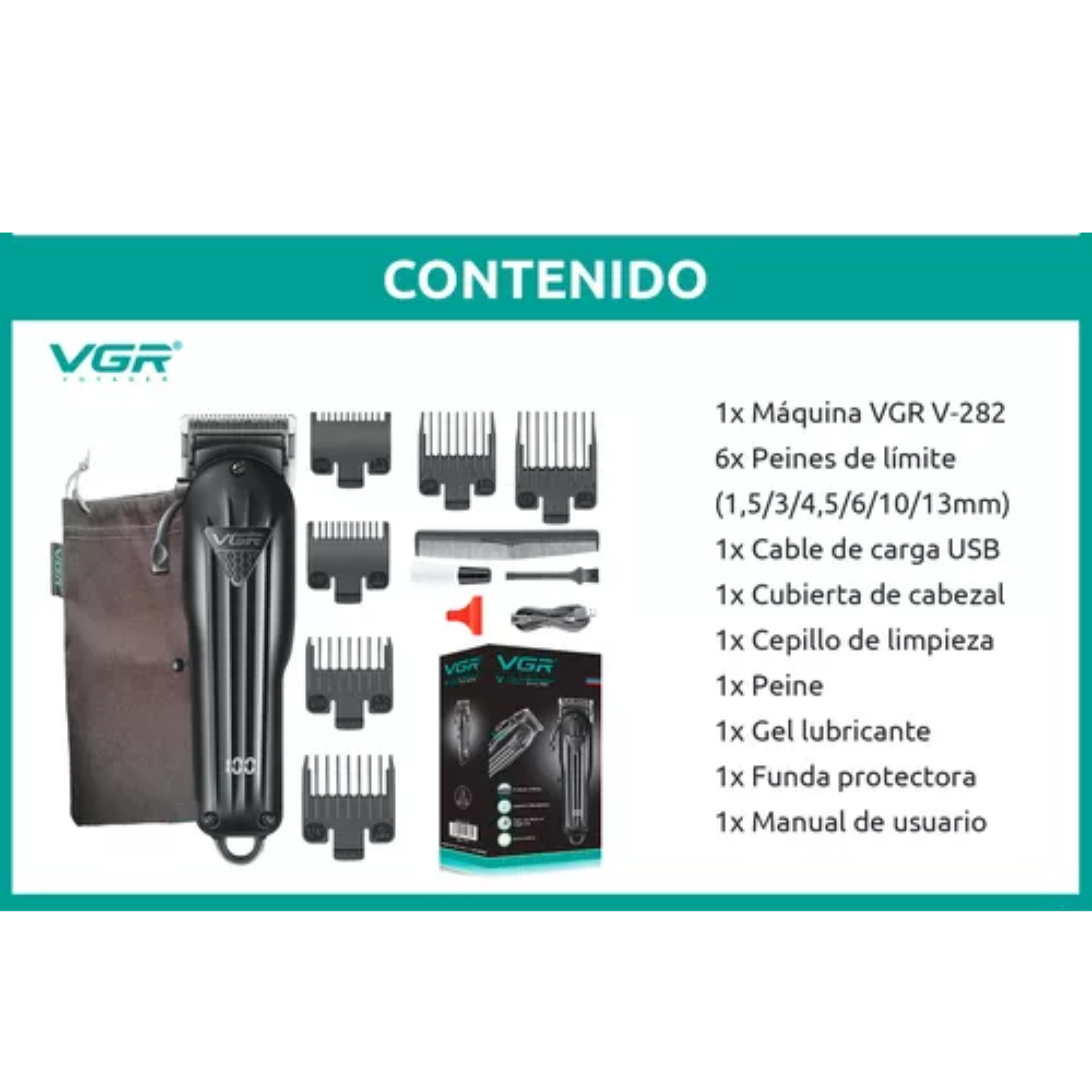 Máquina Cortapelo VGR V-282 Recargable Profesional Inalámbrica Negro - siemprecompra