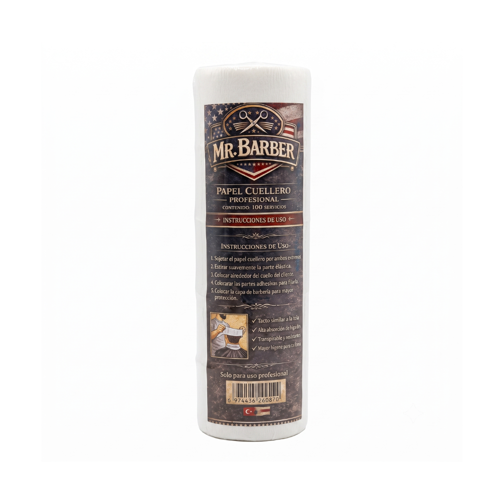 Pack 5 Rollos Papel Cuello Barbería Peluquería Blanco