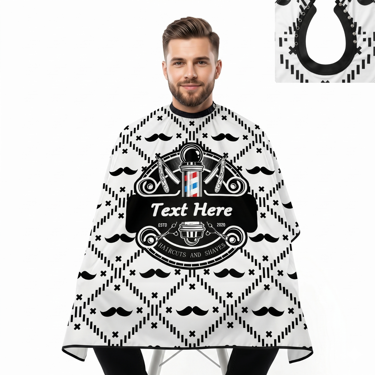 Capa Cuello de Goma BarberShop Color Blanco