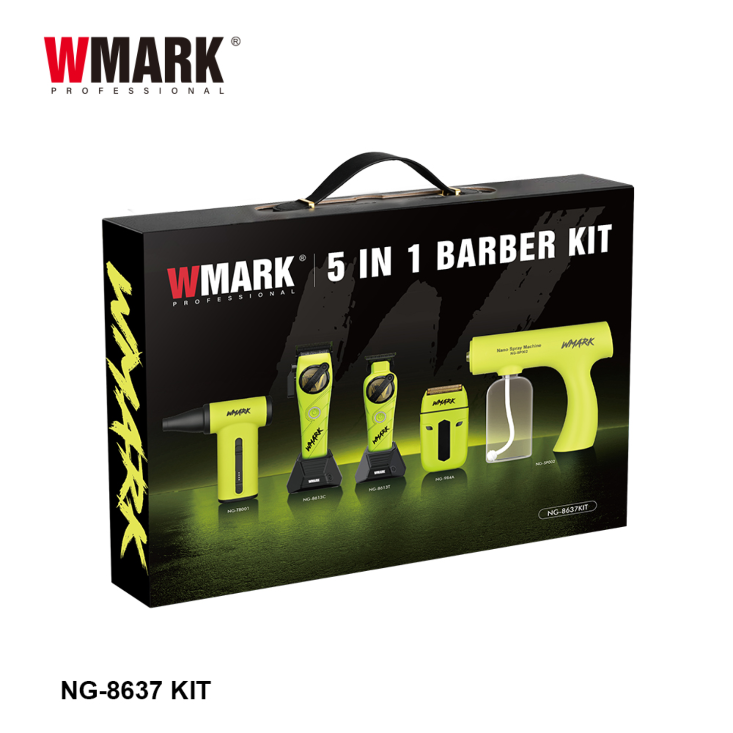 WMARK NG-8637KIT Kit 5 en 1 para Barbero Verde
