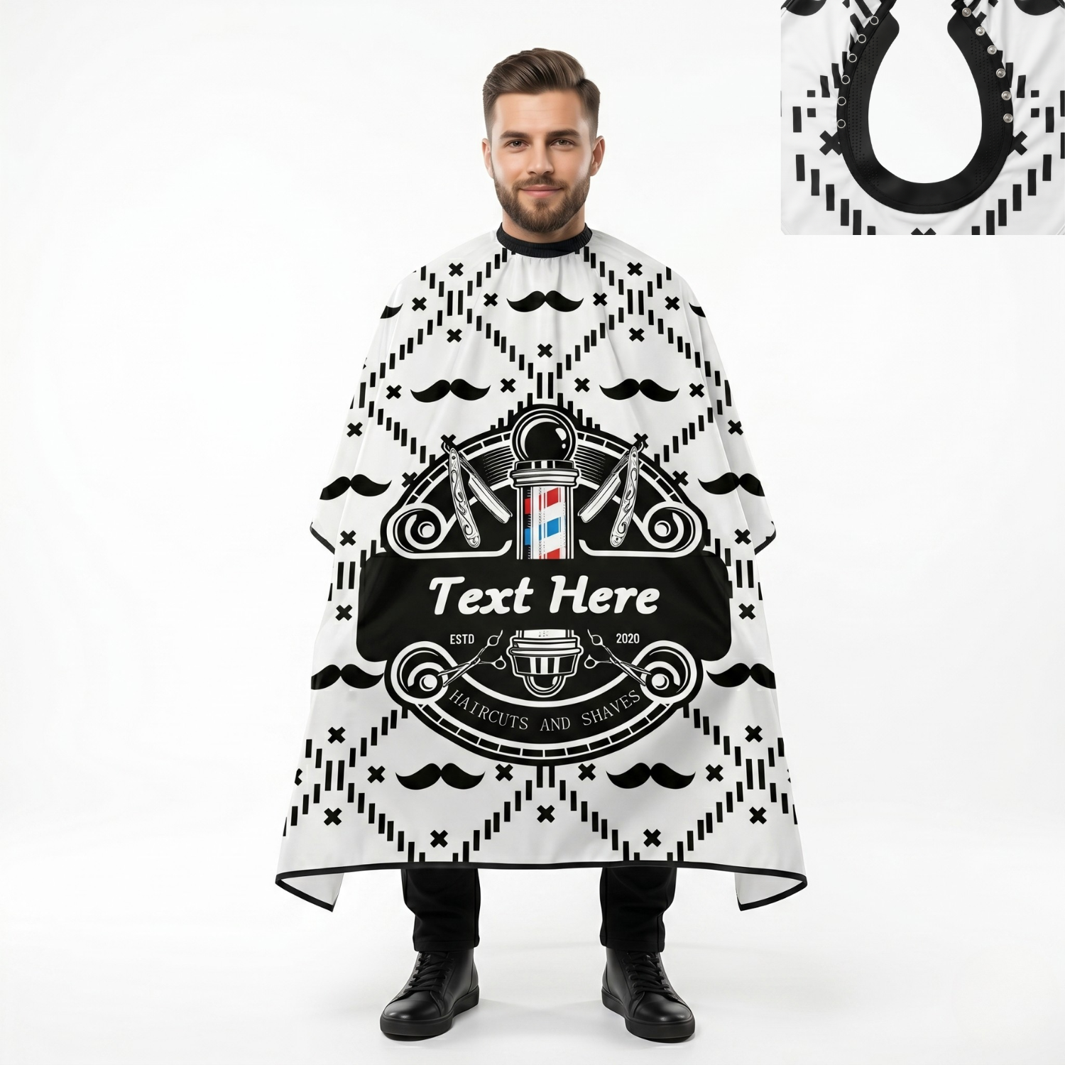 Capa Cuello de Goma BarberShop Color Blanco