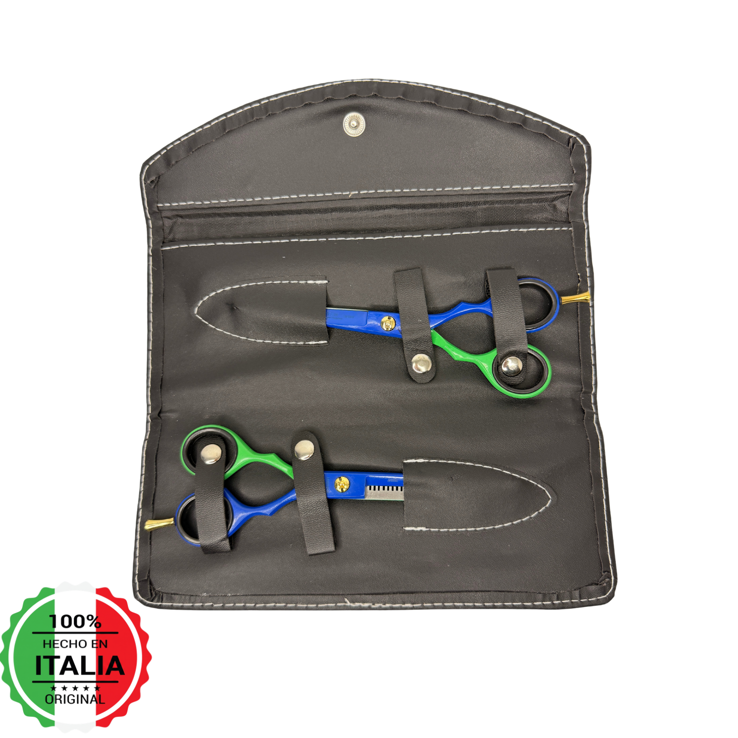Set Tijeras Barbero Henbor 6 Microdentada + Esculpidora + Navaja Con Estuche