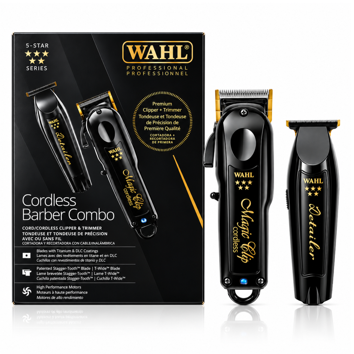 Patillera Wahl Detailer Li Black & Gold con cuchilla T-Wide - siemprecompra