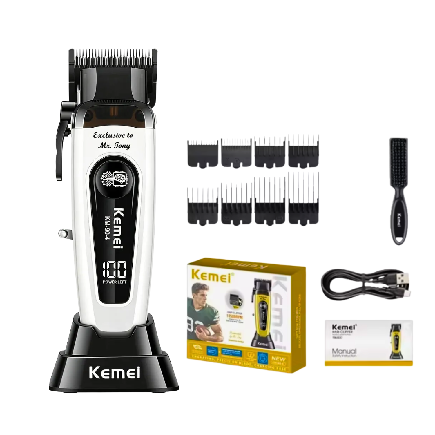 Kemei KM-90-4 Cortadora De Pelo Profesional 11500 RPM - Blanca