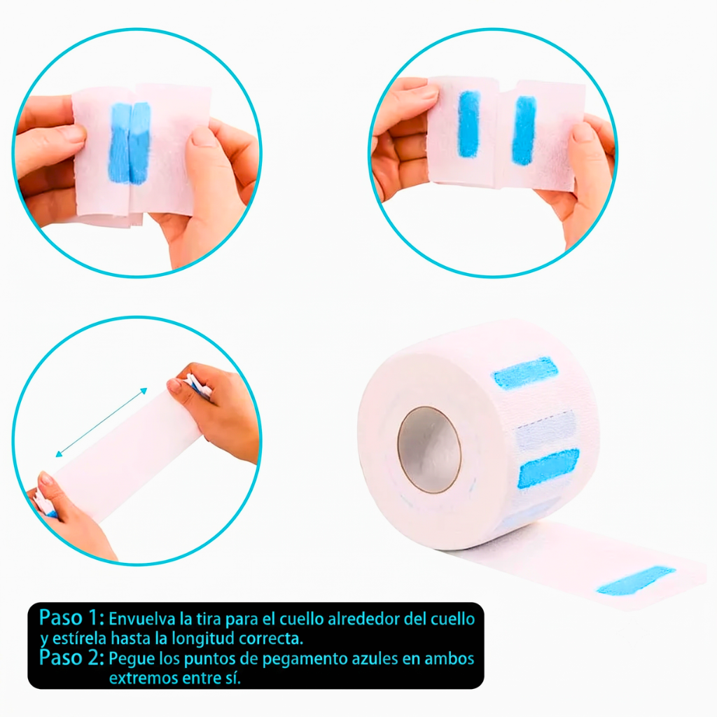 Pack 5 Rollos Papel Cuello Barbería Peluquería Blanco