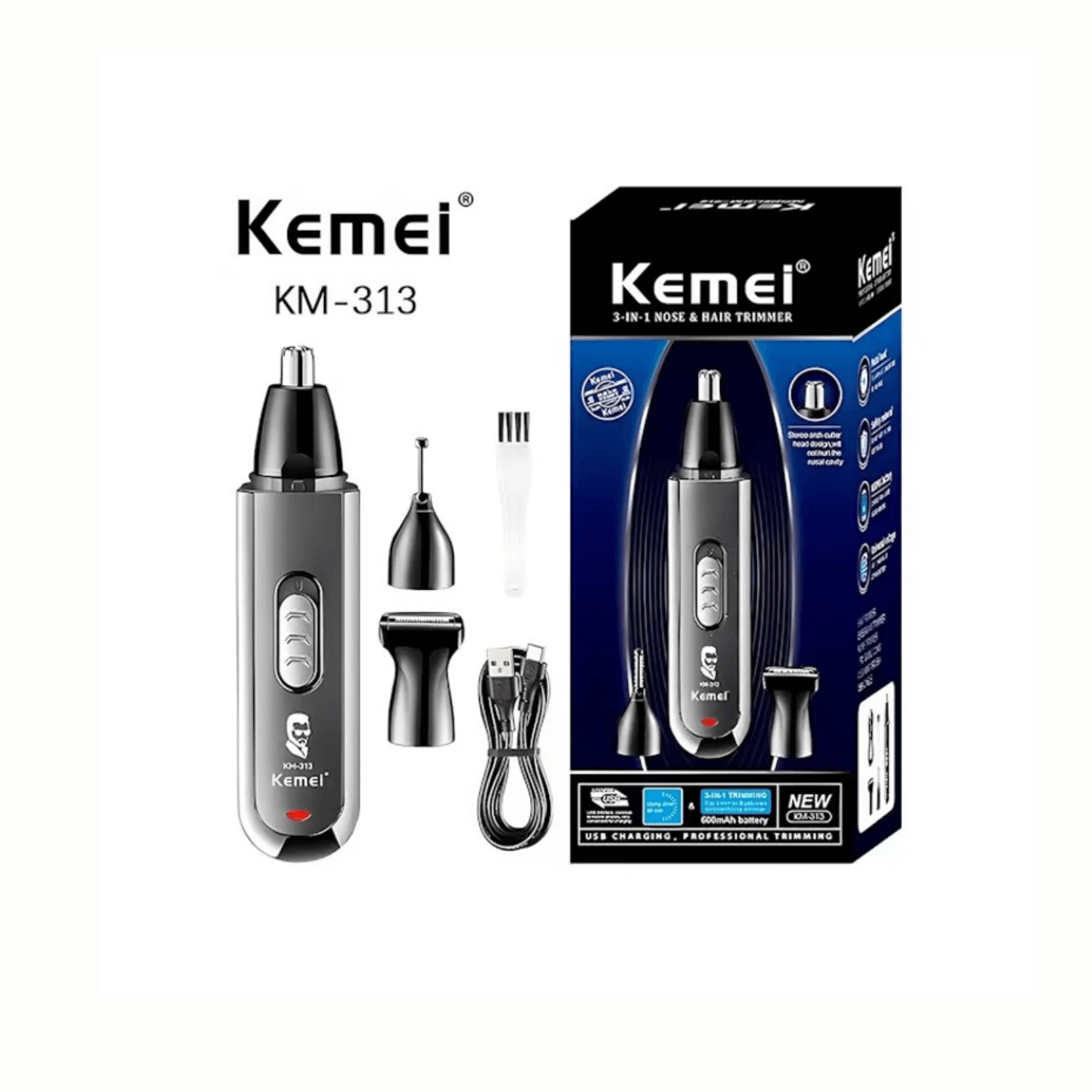 Belleza Y Cuidado Personal / Artículos De Belleza Para Profesionales / Artículos Profesionales Para El Cuidado Del Cabello / Accesorios Para Cabello Para Profesionales - Recortadora Nasal Barba Cejas Y Oído Recargable Kemei Km-313
