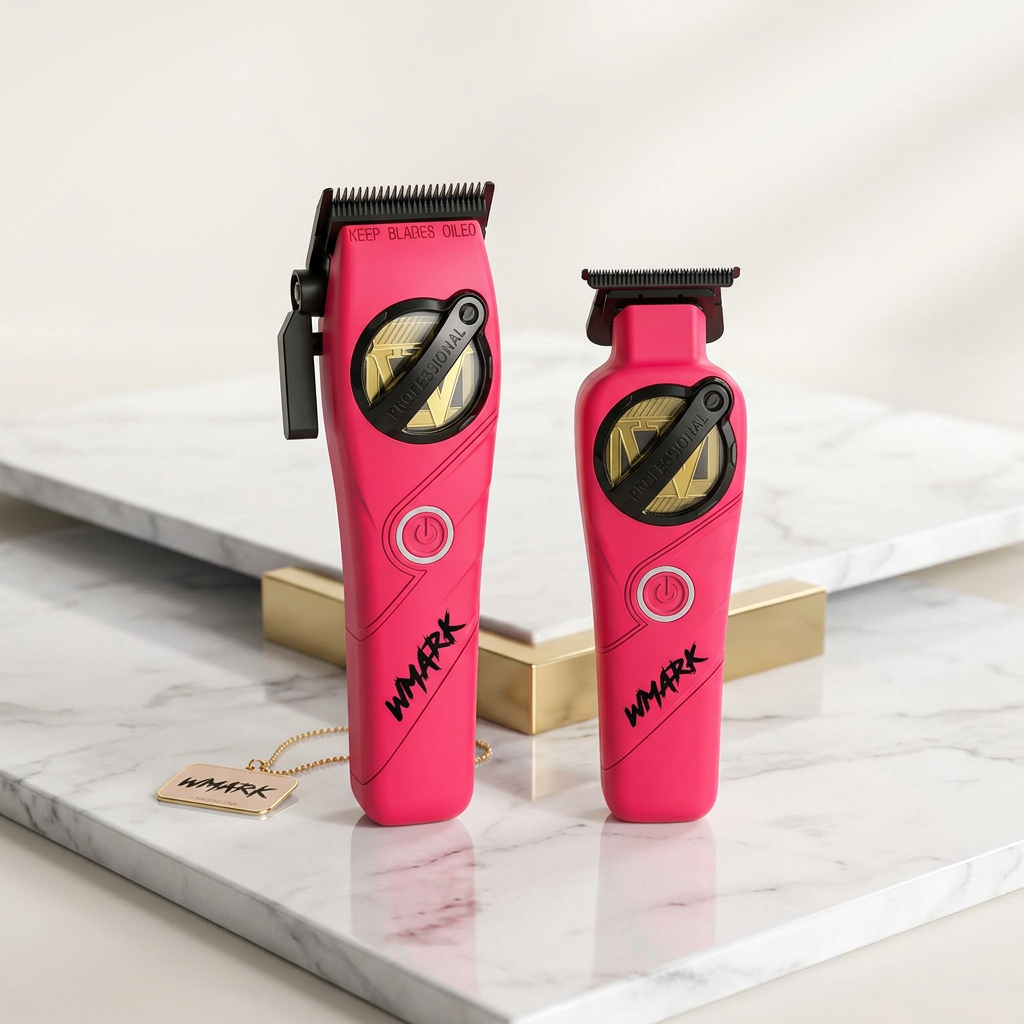 Kit Combo Cortadora Pelo y Trimmer Wmark NG-8613 Rosado Profesional
