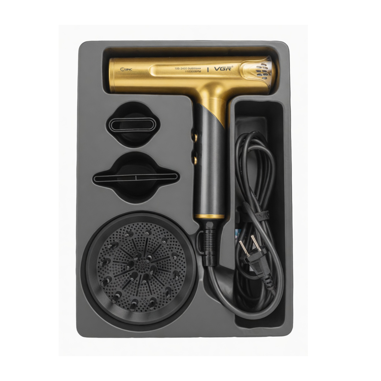 Secador De Pelo Profesional Vgr V-403 110.000 Rpm Iónico Dorado
