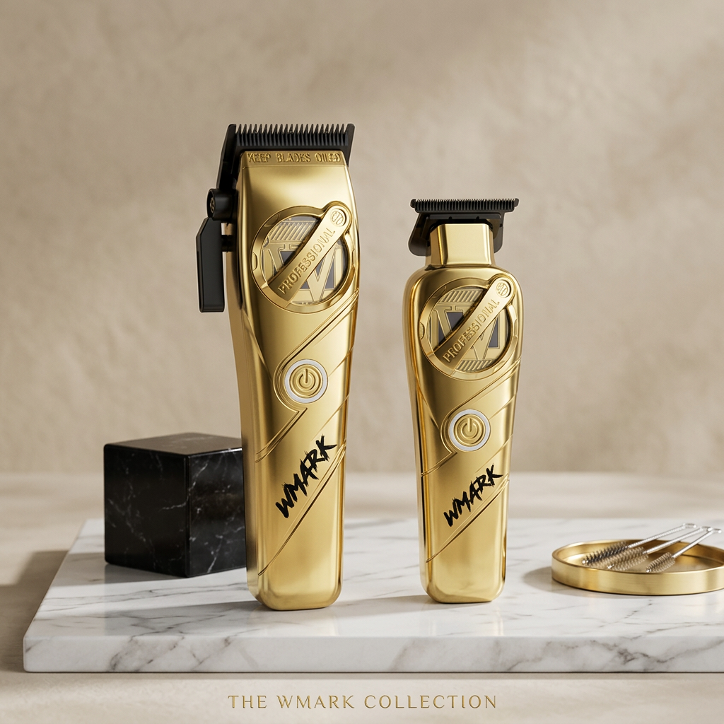 Kit Combo Cortadora Pelo y Trimmer Wmark NG-8613 Dorado Profesional