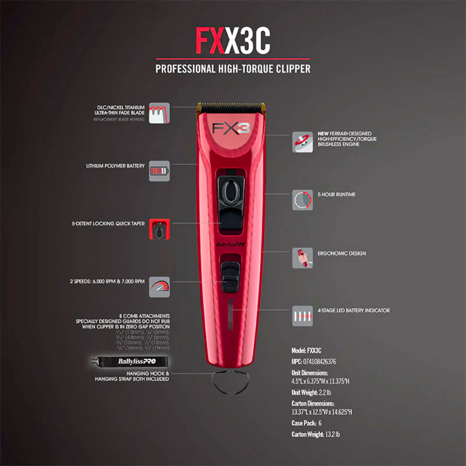 Cortadora De Pelo Profesional Babyliss Pro Fx3 Ferrari - siemprecompra