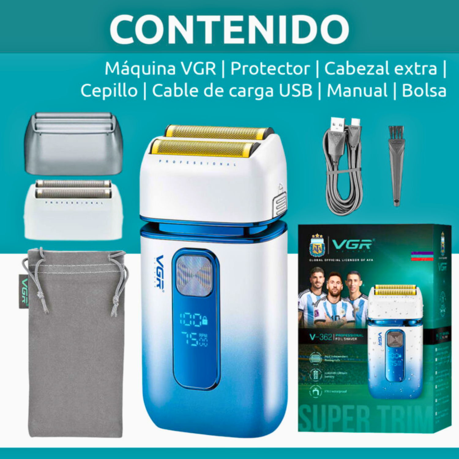 Afeitadora Vgr V-362  Eléctrica 2en1 Trimmer Color Blanco